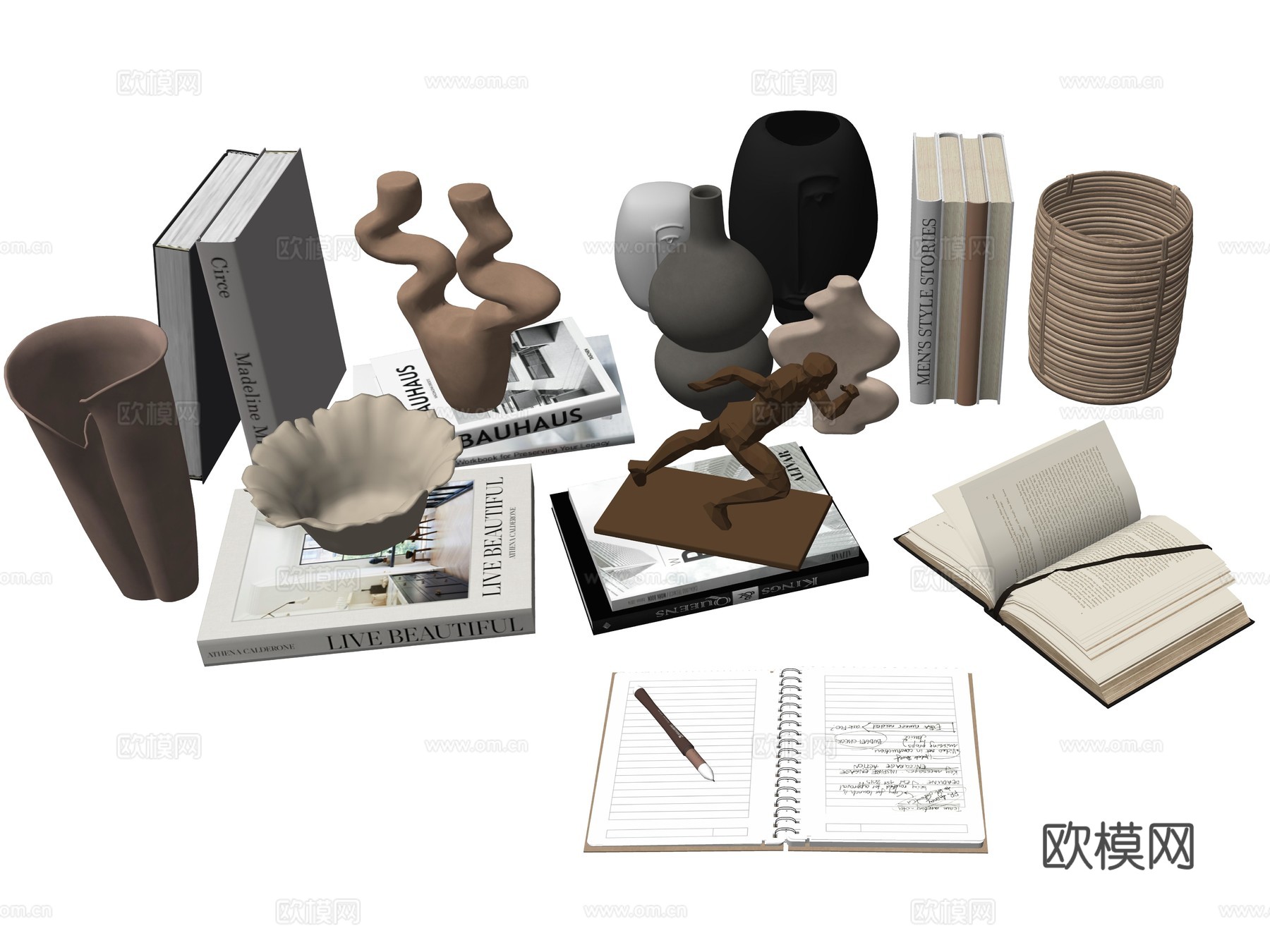 现代书籍装饰摆件su模型