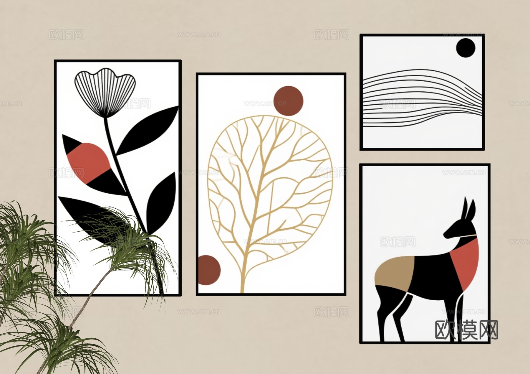 装饰画 简约装饰画 艺术装饰画 黑白调装饰画 抽象装饰画 几su模型