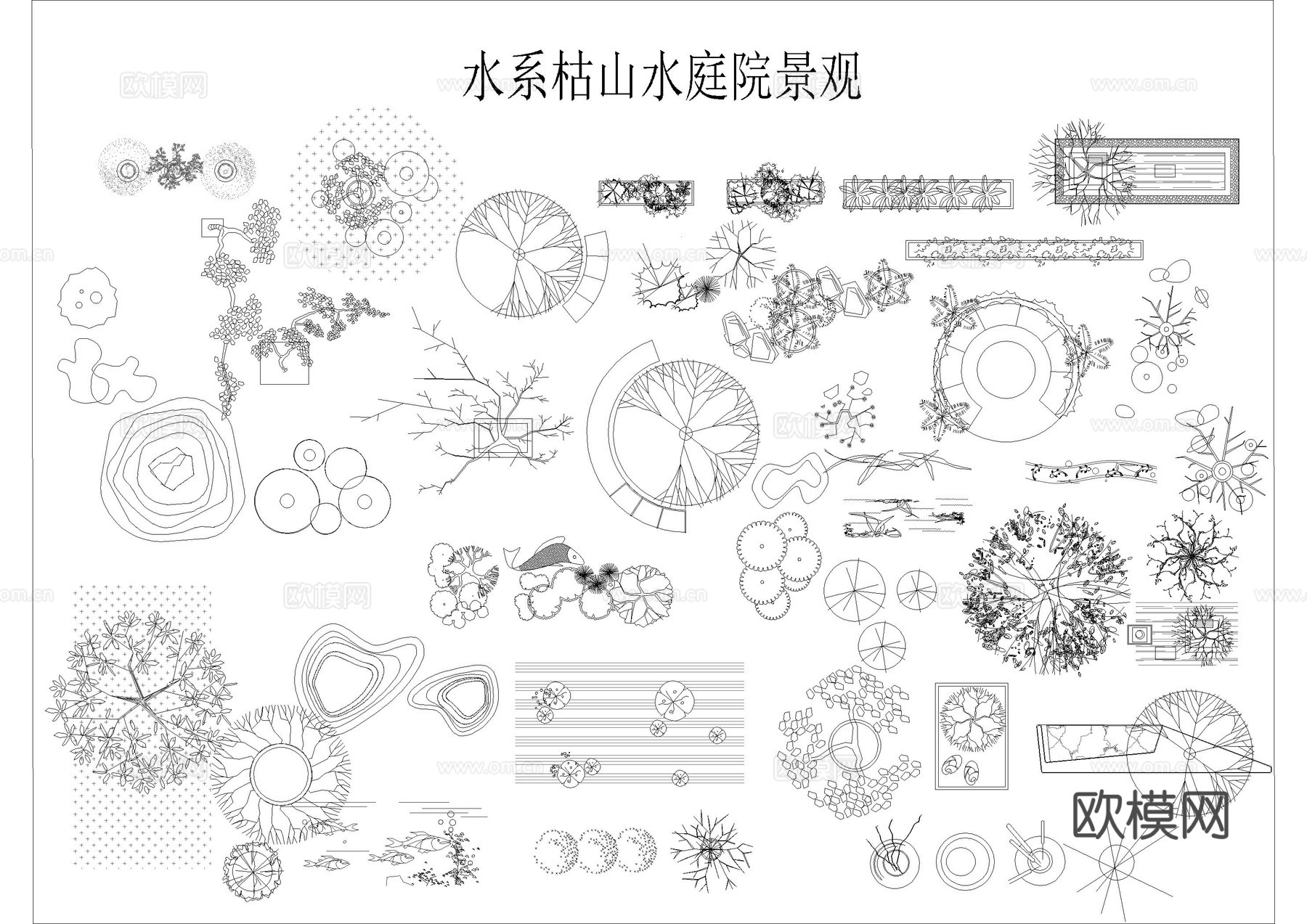 日式枯山水平面图库cad施工图