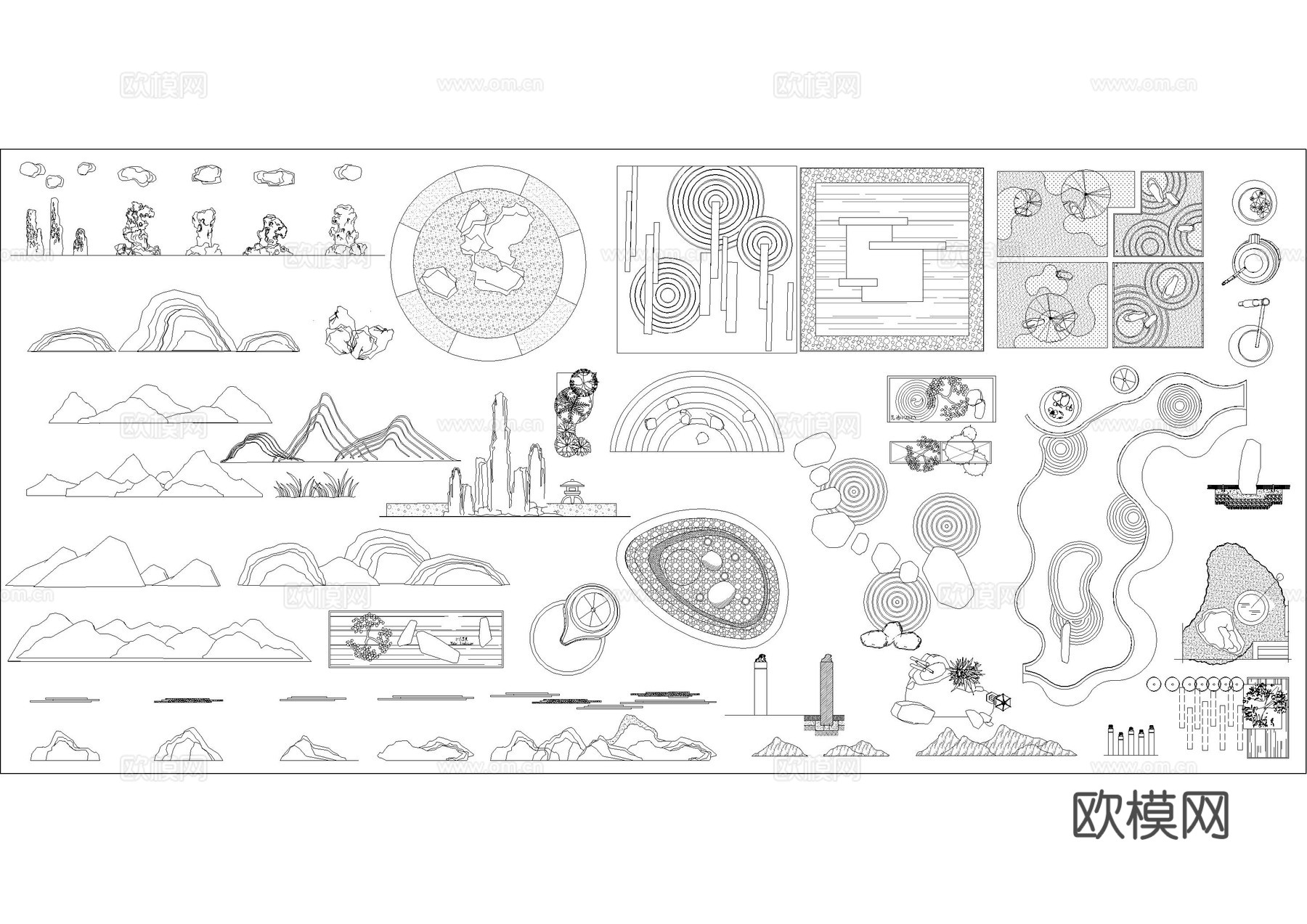 日式枯山水景观小品图库cad施工图