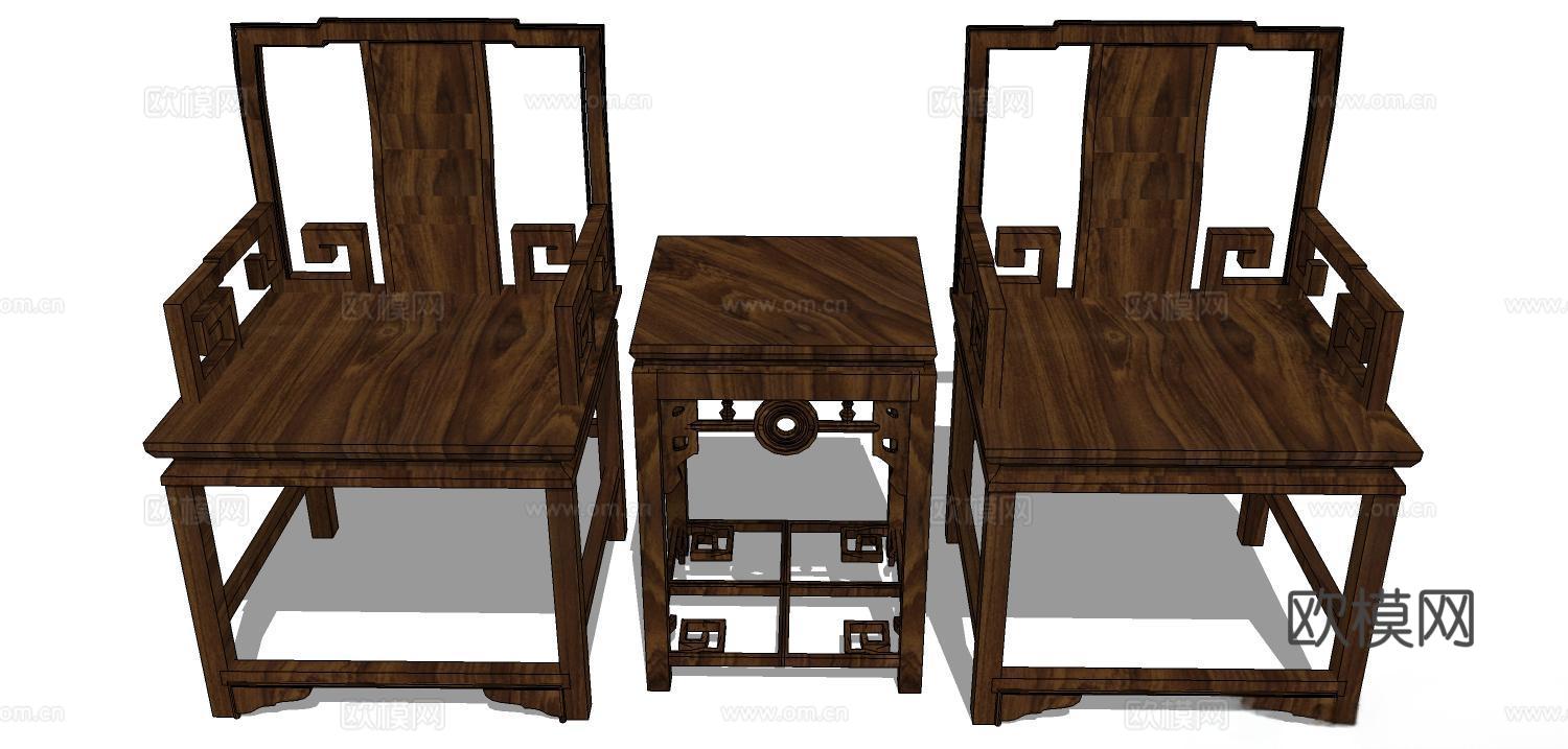 实木桌椅 实木椅子 实木桌子 椅子 桌子 茶几su模型