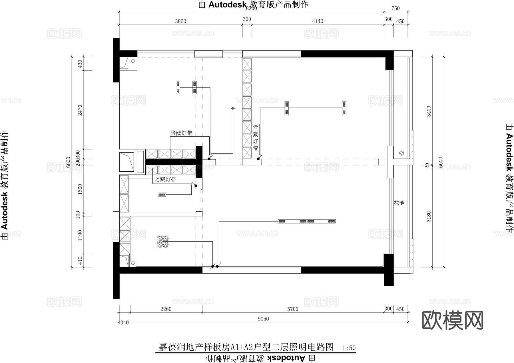 60平办公空间施工图cad施工图