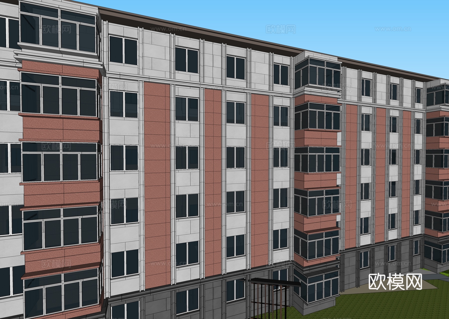新中式多层住宅 住宅楼建筑su模型
