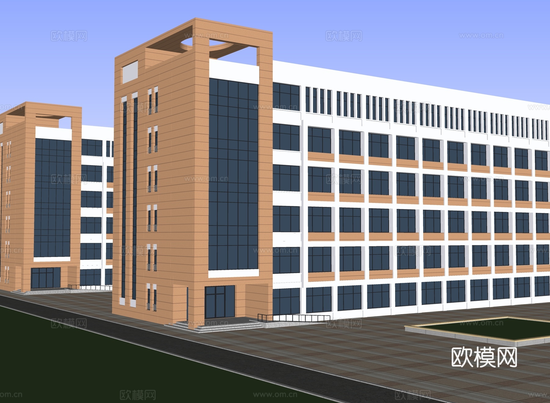 现代学校宿舍楼建筑 校园建筑su模型