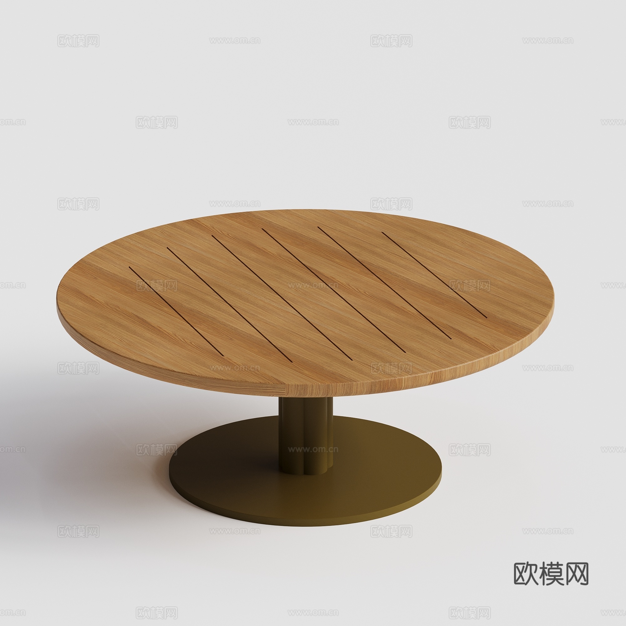 KUN DESIGN 现代户外茶几 柚木圆形茶几su模型