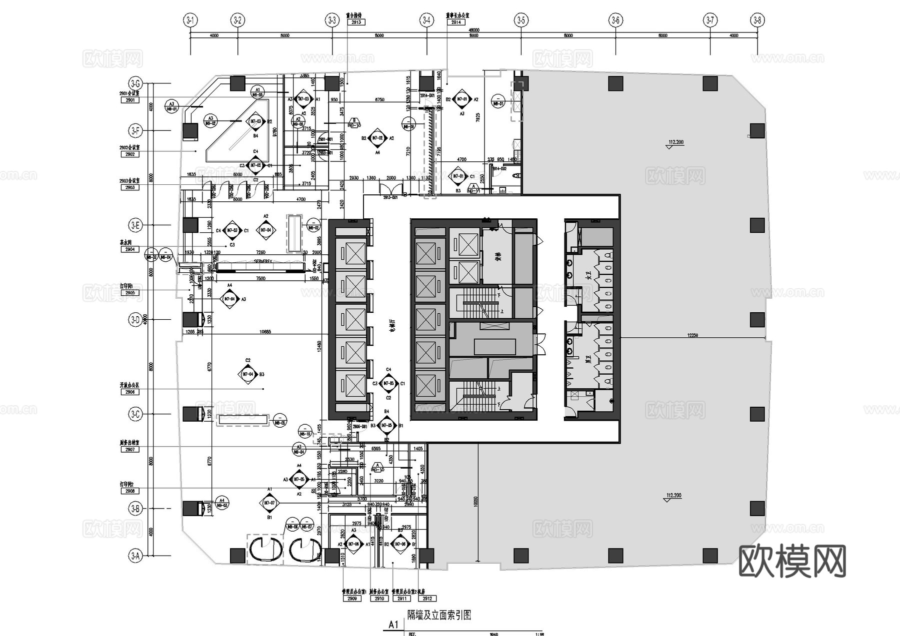 置地广场办公施工图cad施工图