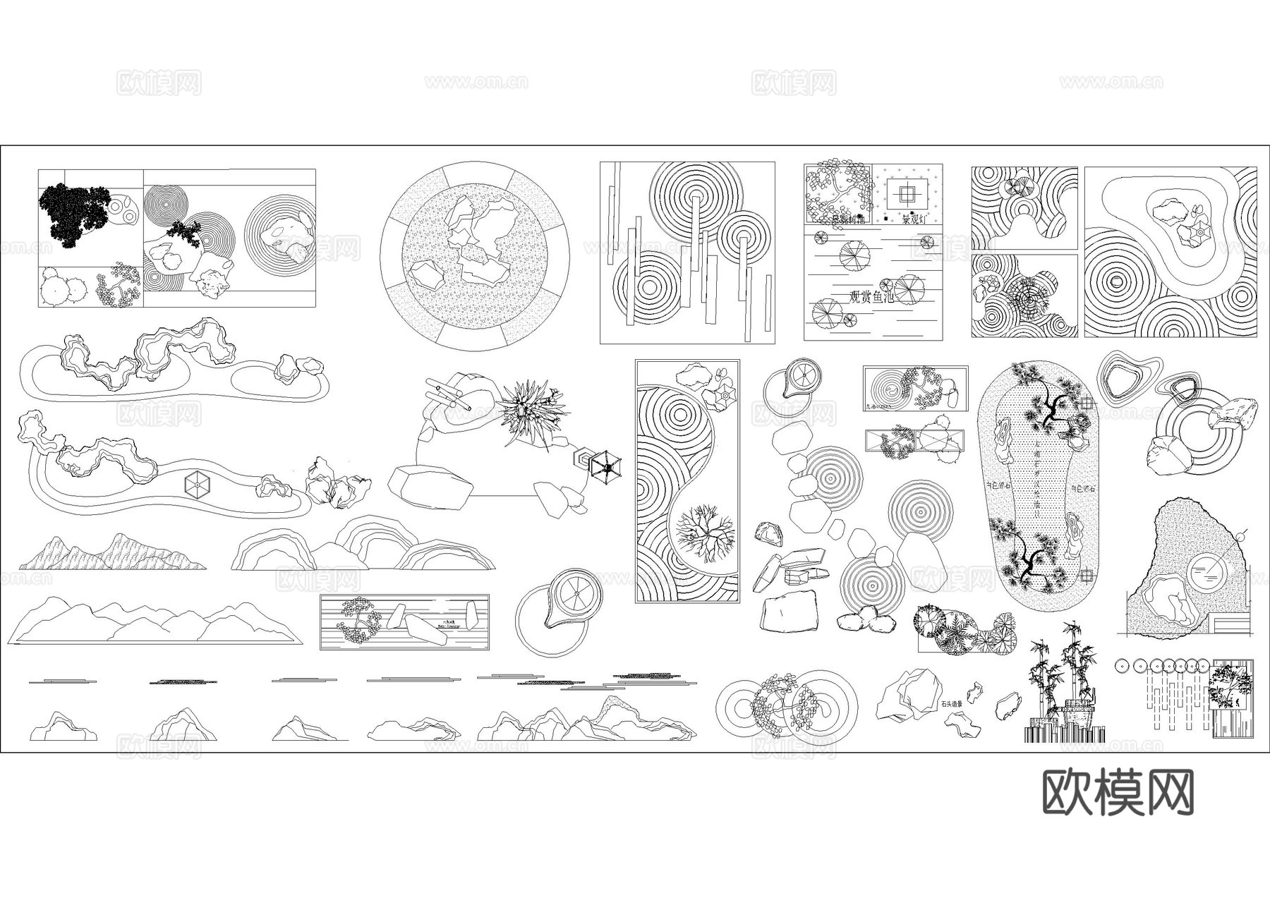 日式庭院景观小品图库cad施工图