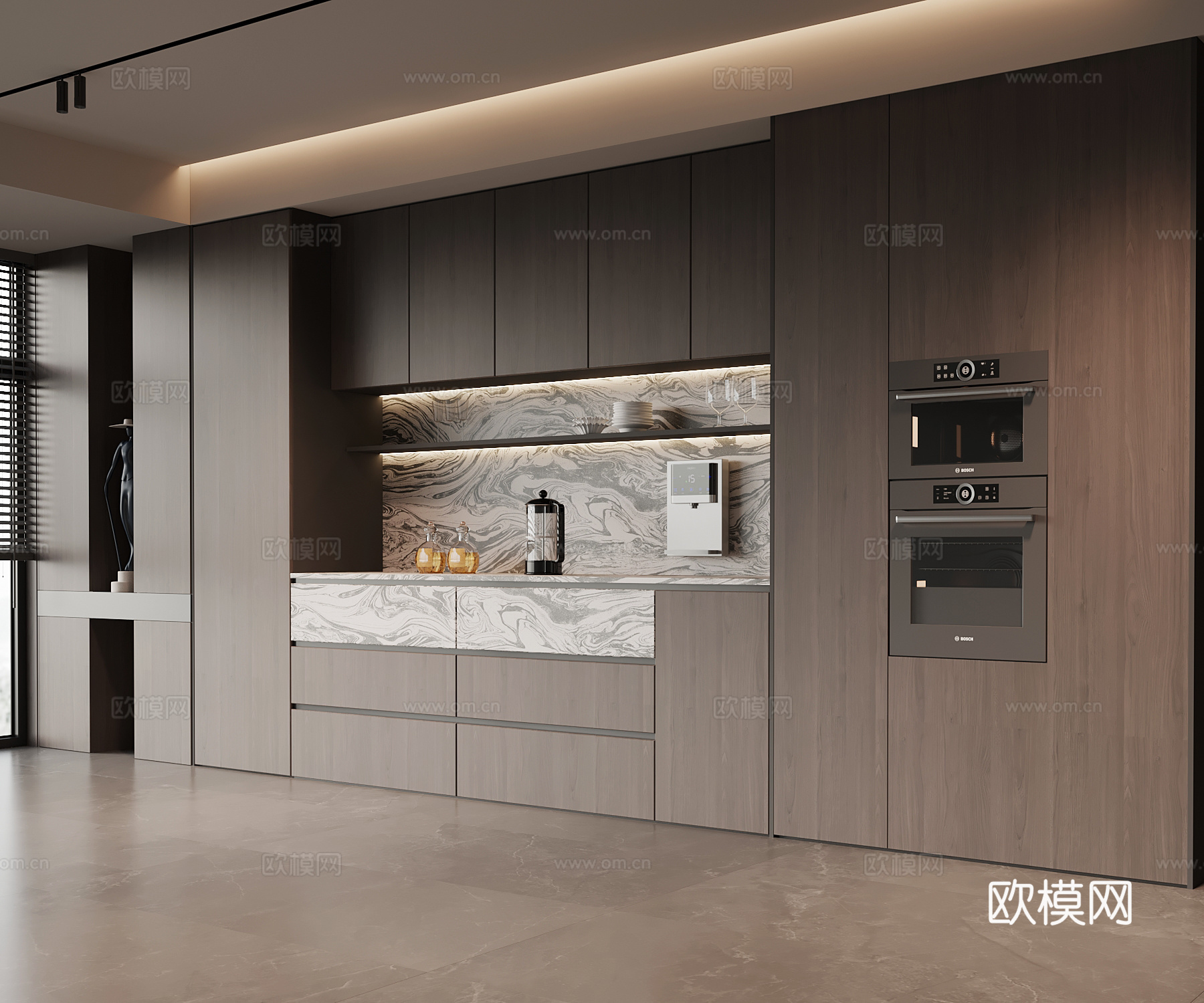 现代意式酒柜 餐边柜su模型