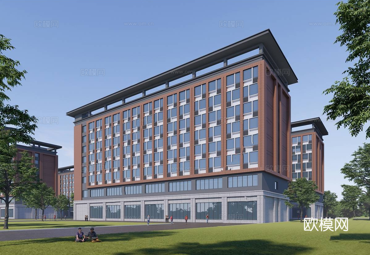现代简约学校建筑 现代教学楼su模型