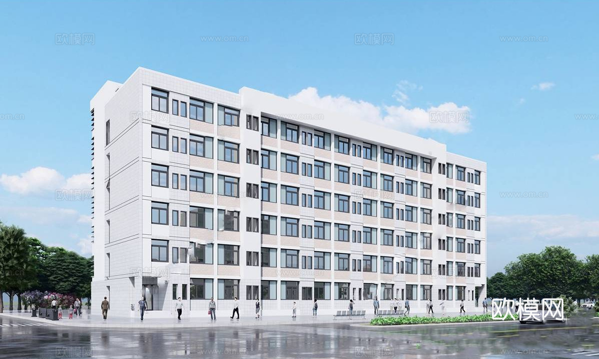 现代学校教学楼建筑su模型