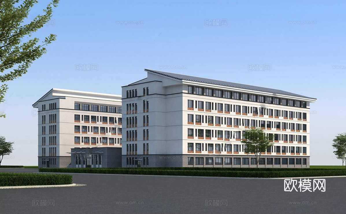 新中式学校宿舍楼 学校建筑su模型