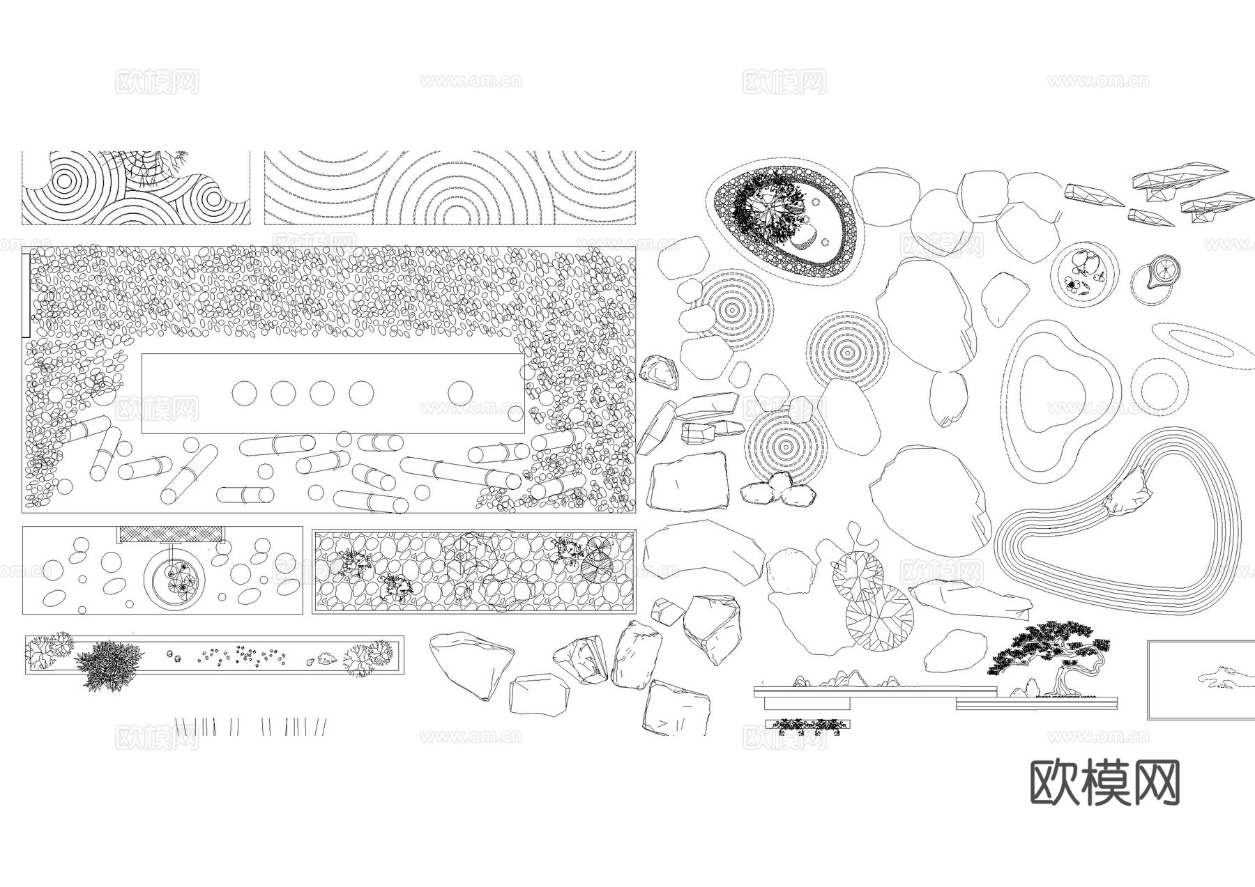 日式风景观小品图库cad施工图