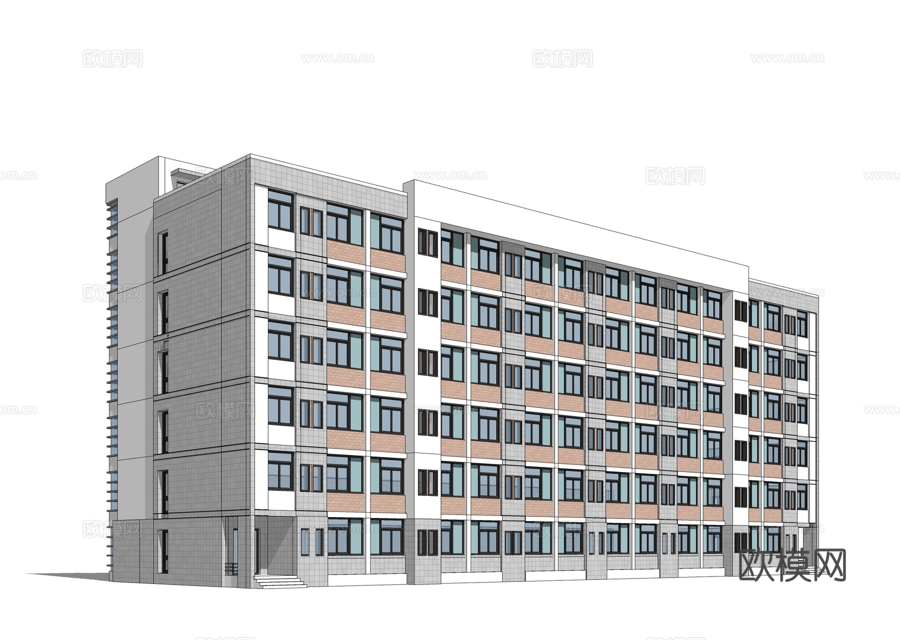 现代学校教学楼建筑su模型