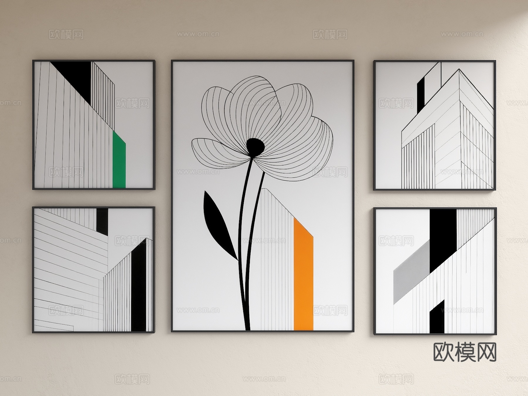 装饰画 简约装饰画 艺术装饰画 黑白调装饰画 抽象装饰画 几su模型