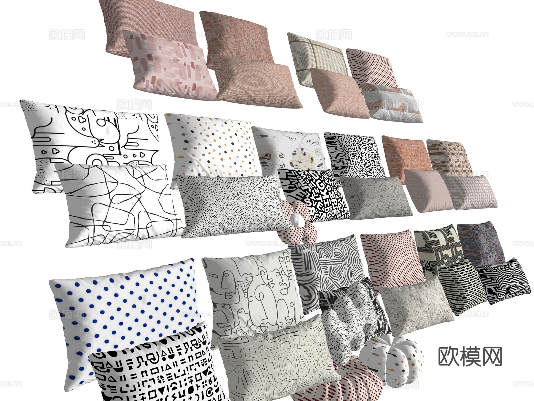 奶油风抱枕靠枕枕头su模型