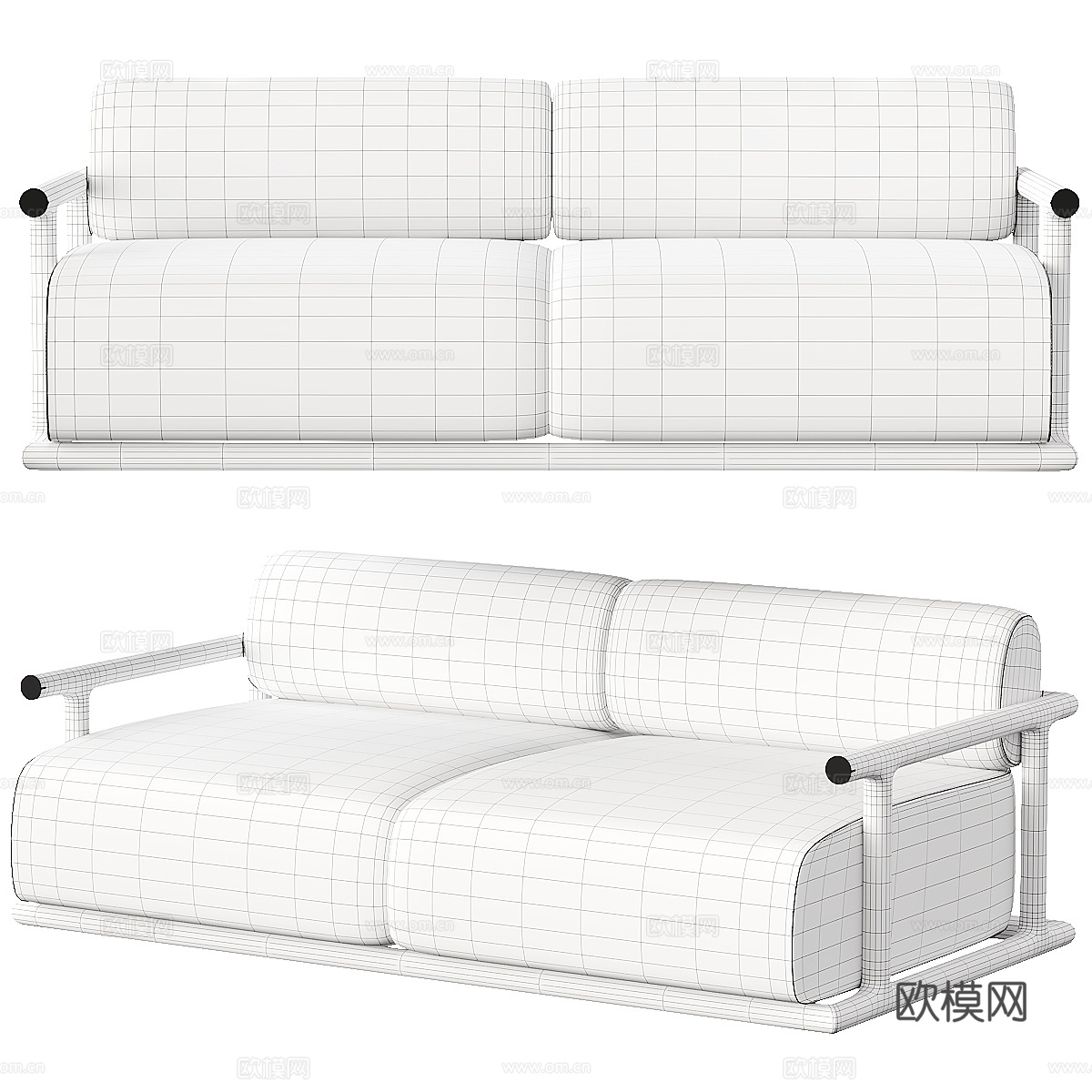 新中式 Roberto Lazzeroni 双人休闲沙发3d模型下载（渲染图4）
