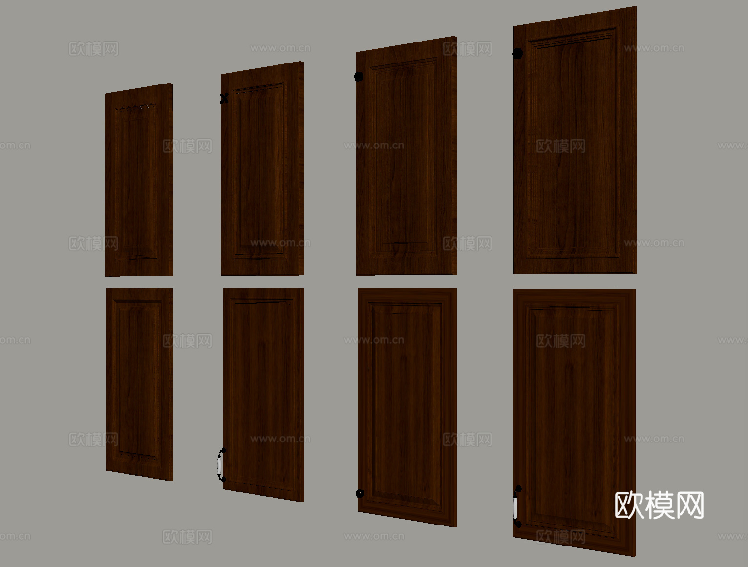 新中式门板 装饰门板护墙板su模型