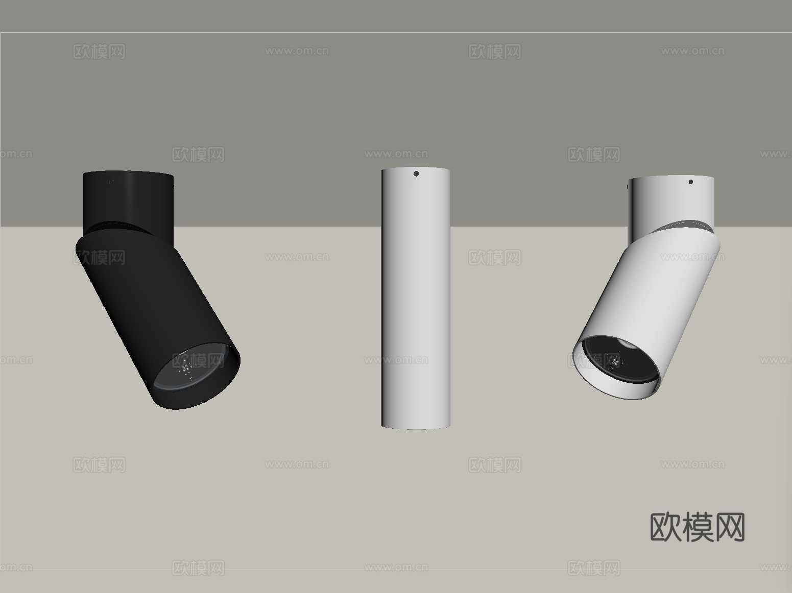 现代筒灯射灯 明装筒灯射灯 转向式su模型