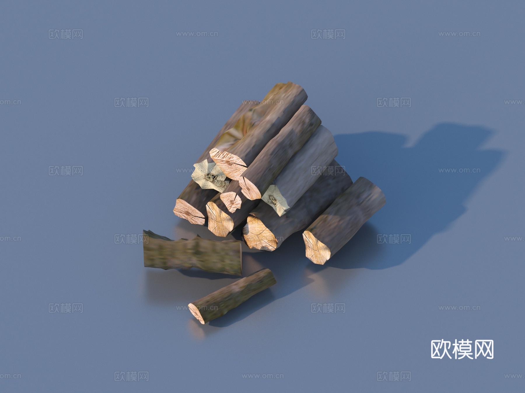 柴火 木头 劈开的木材 木块 木堆3d模型
