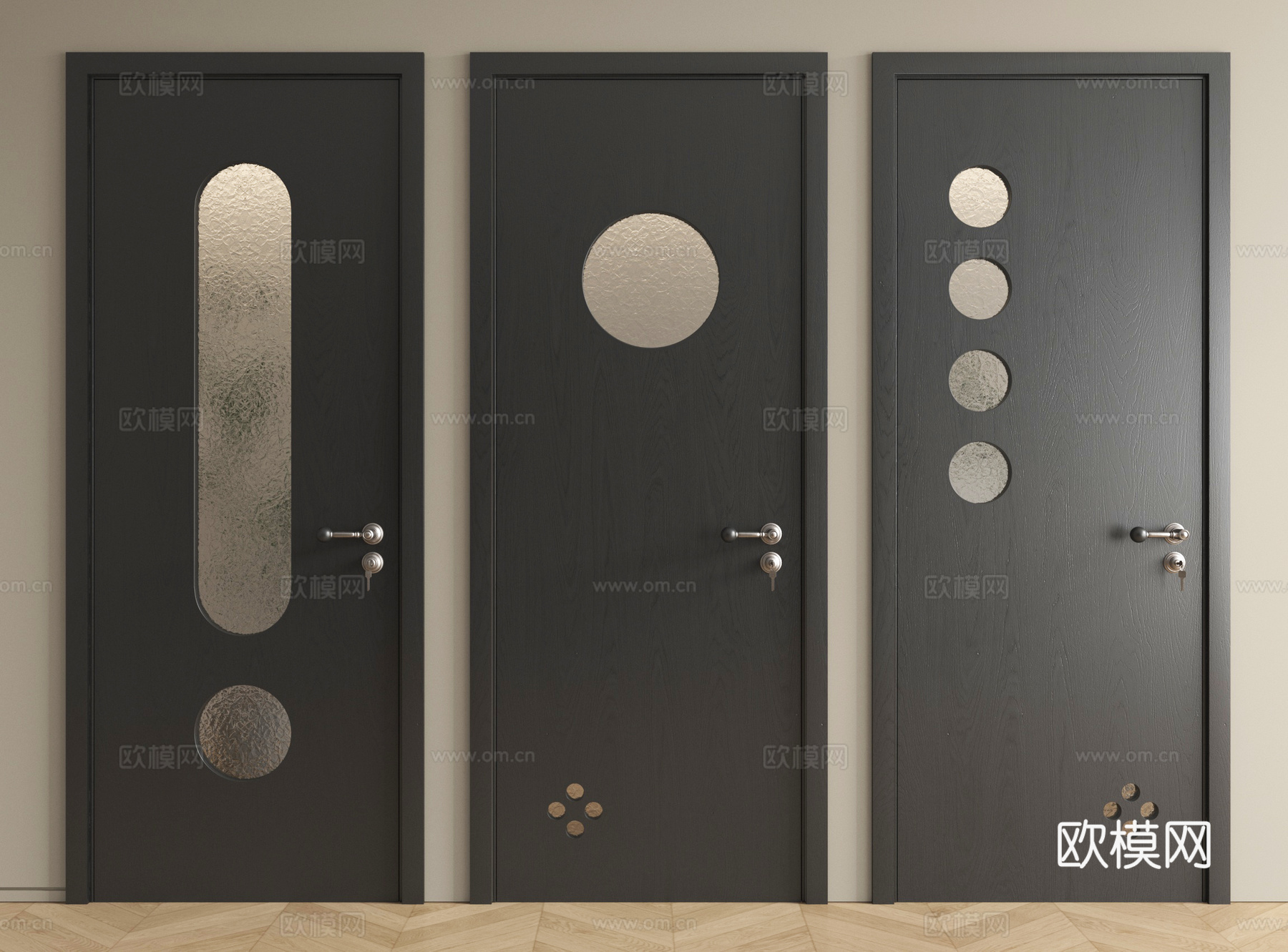 中古风侘寂单开门 单开门 洞洞门 卧室门 玻璃门su模型