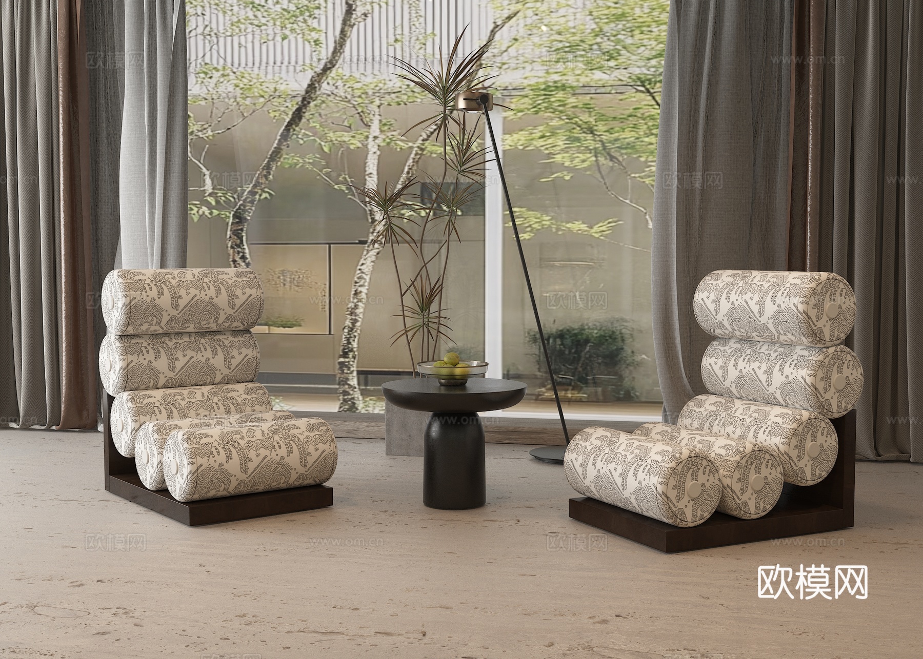 现代休闲桌椅组合su模型