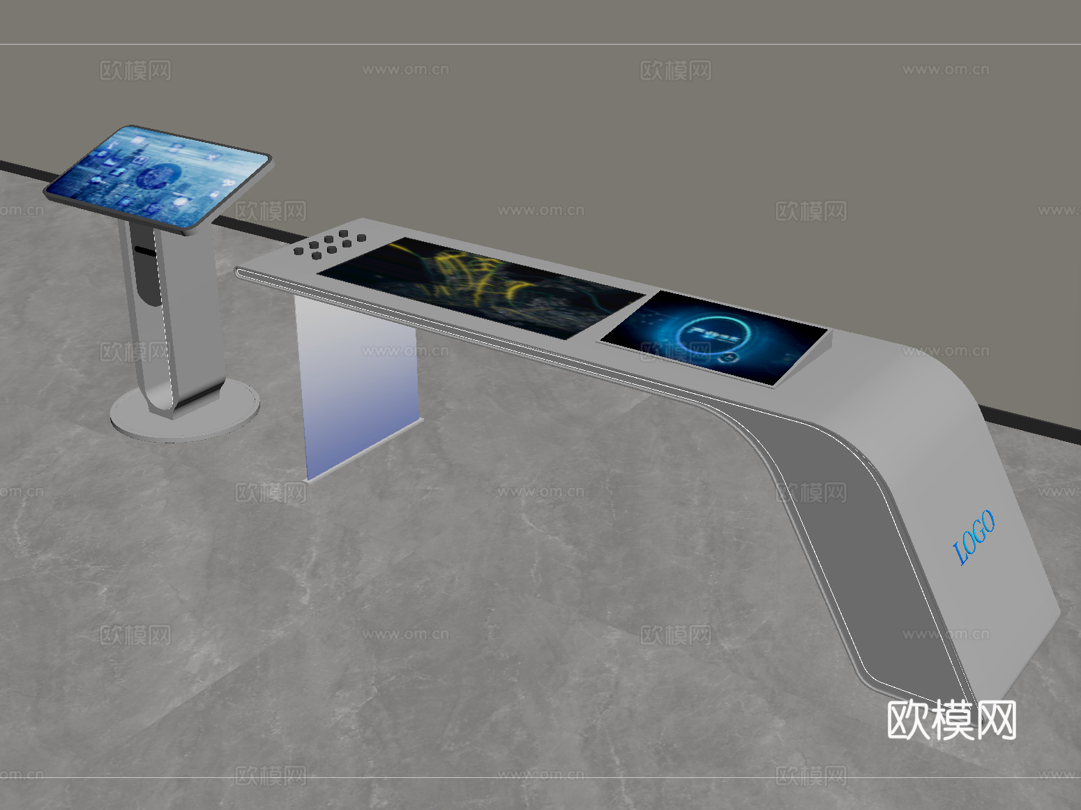 现代一体机 查询机 触控一体机su模型