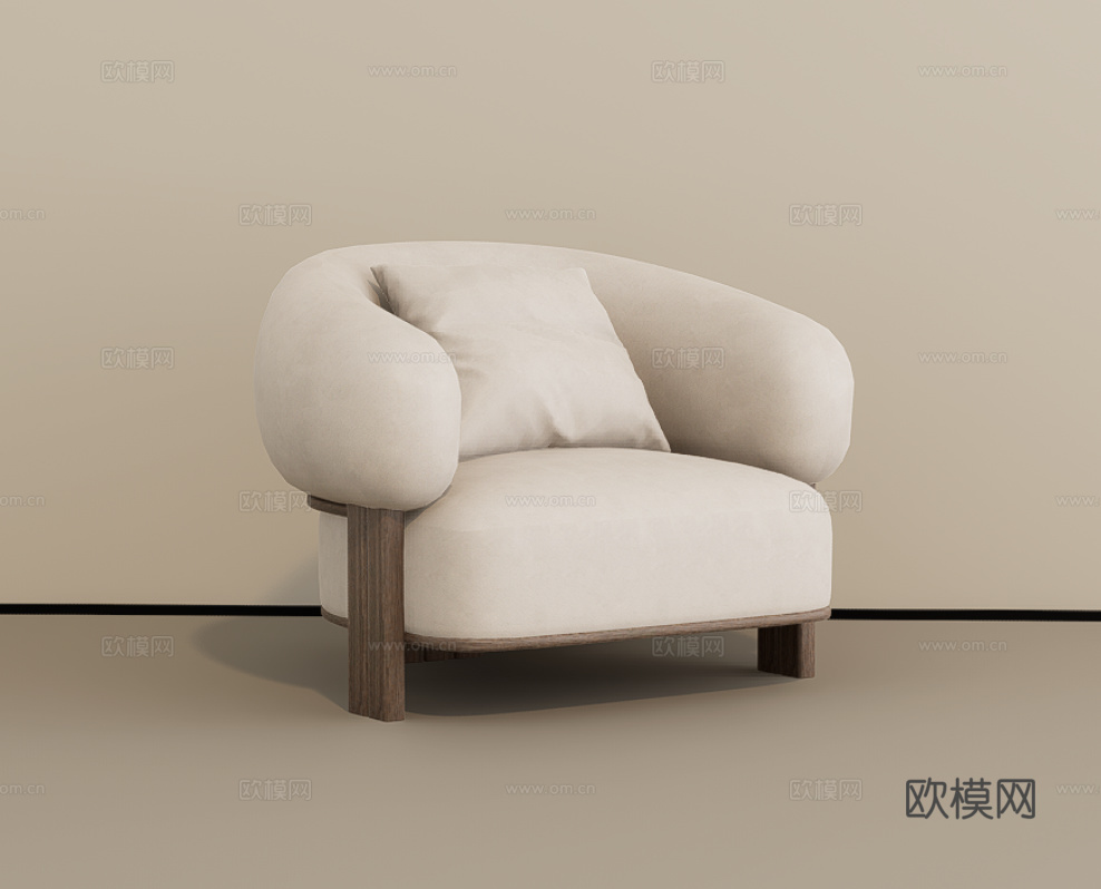 单人沙发su模型下载（渲染图1）