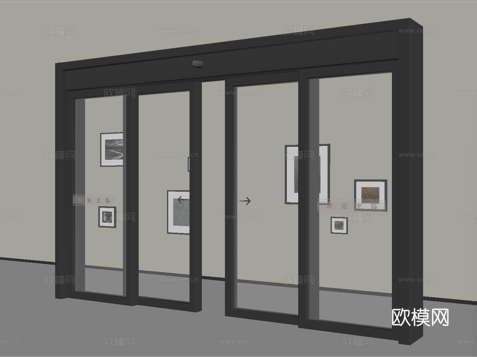 现代电动门 电动玻璃门 玻璃感应门 玻璃移门su模型