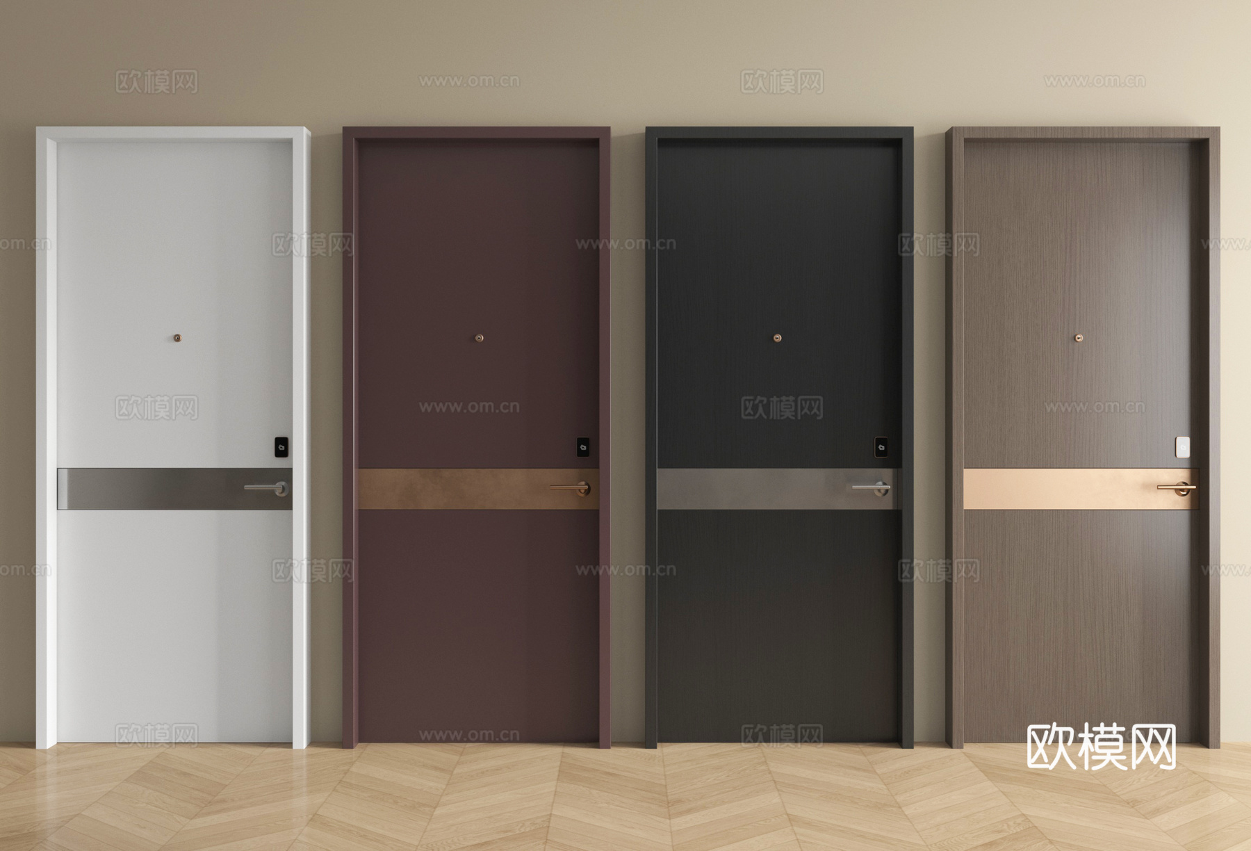 现代单开门 平开门 卧室门 木门su模型