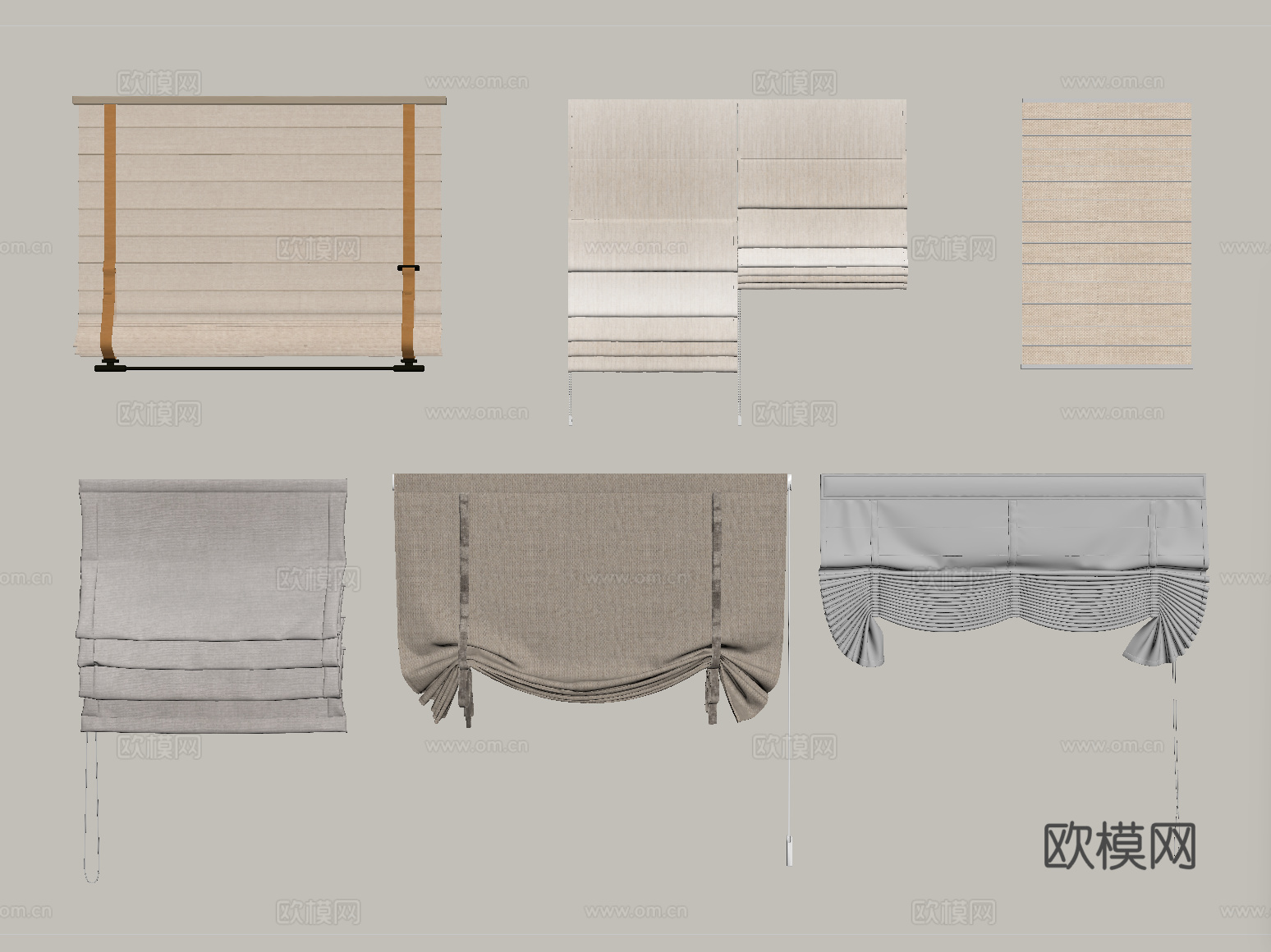 现代卷帘 布帘 罗马帘su模型