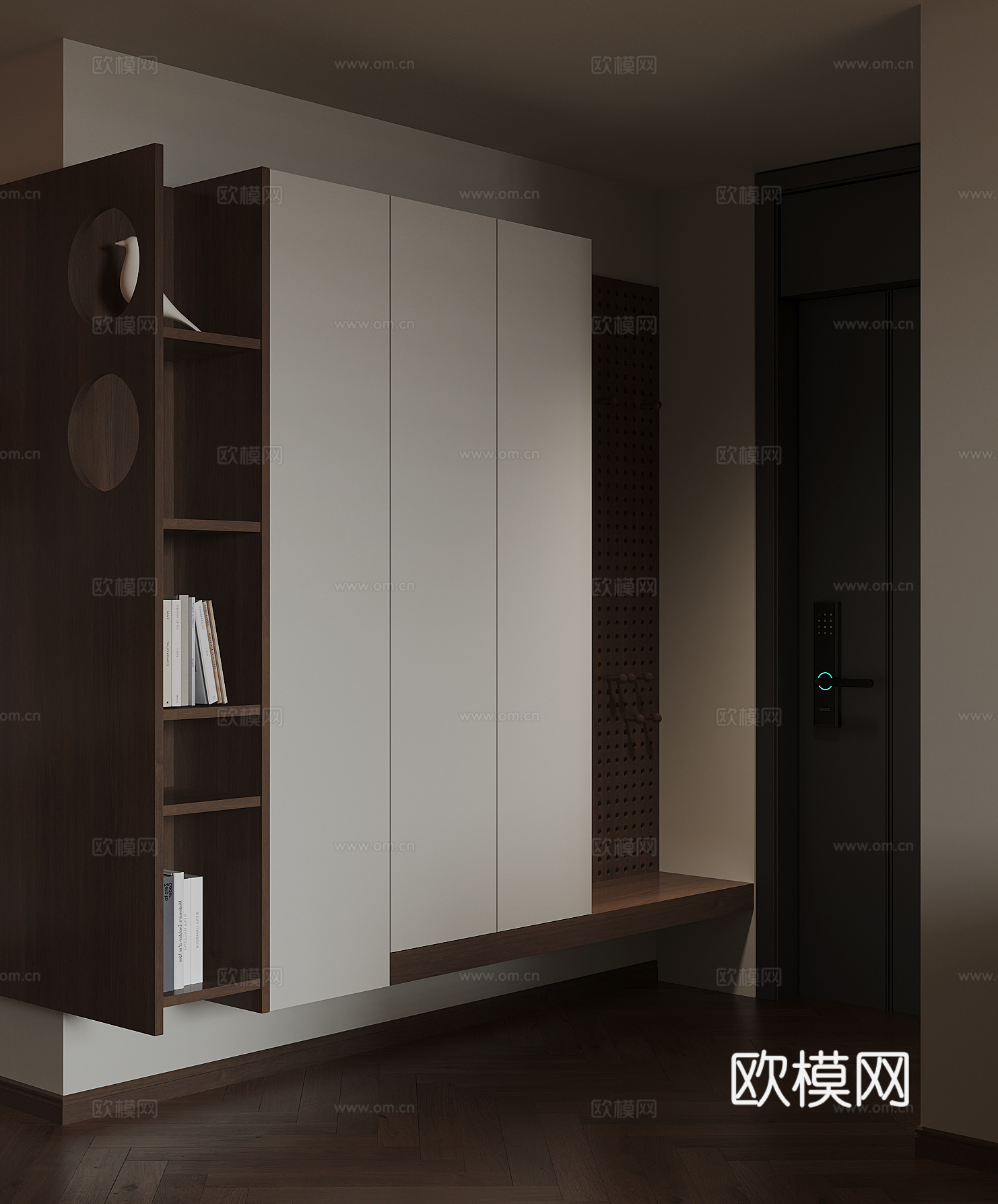 现代中古风鞋柜su模型