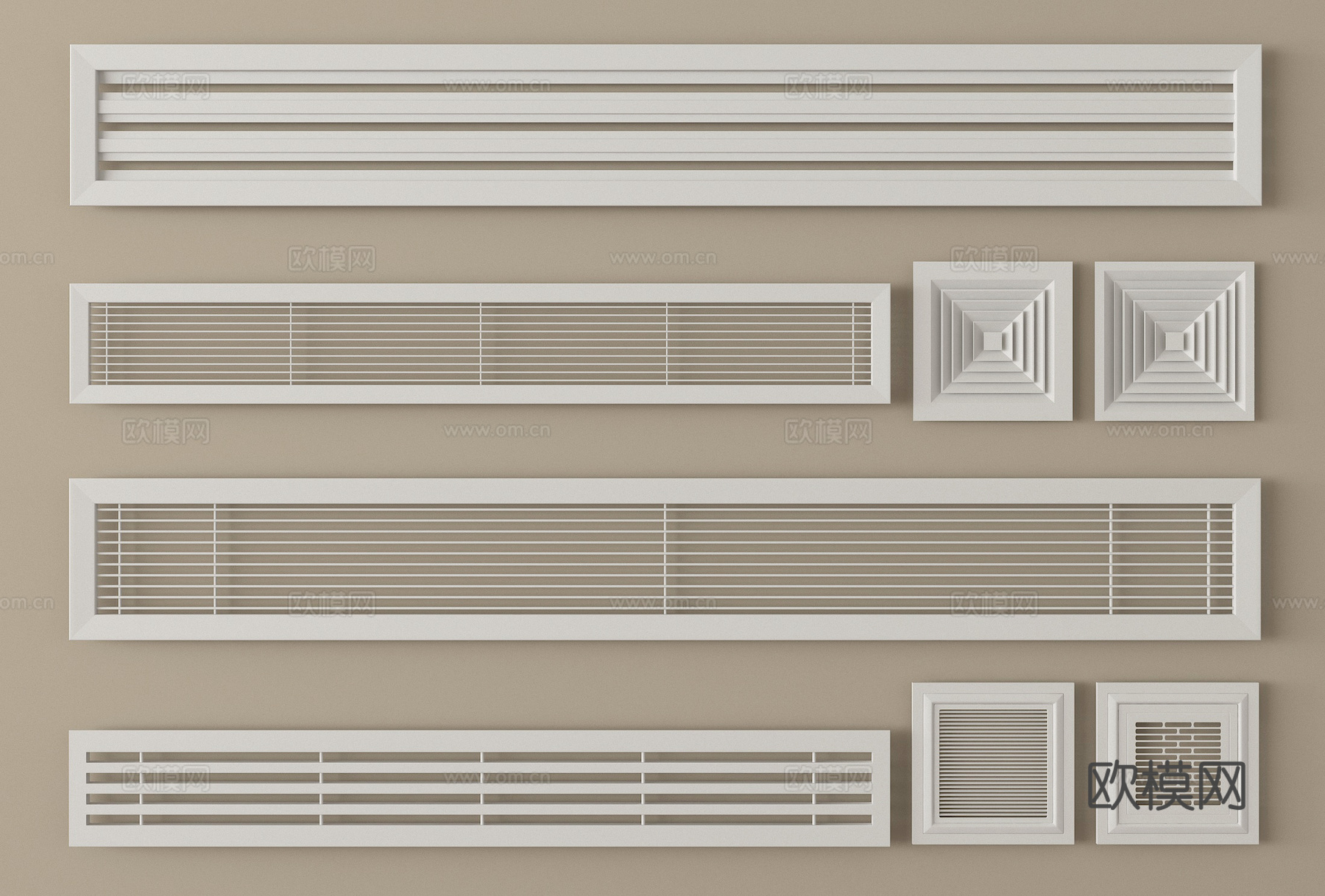 现代空调出风口 中央空调出风口 换气扇su模型