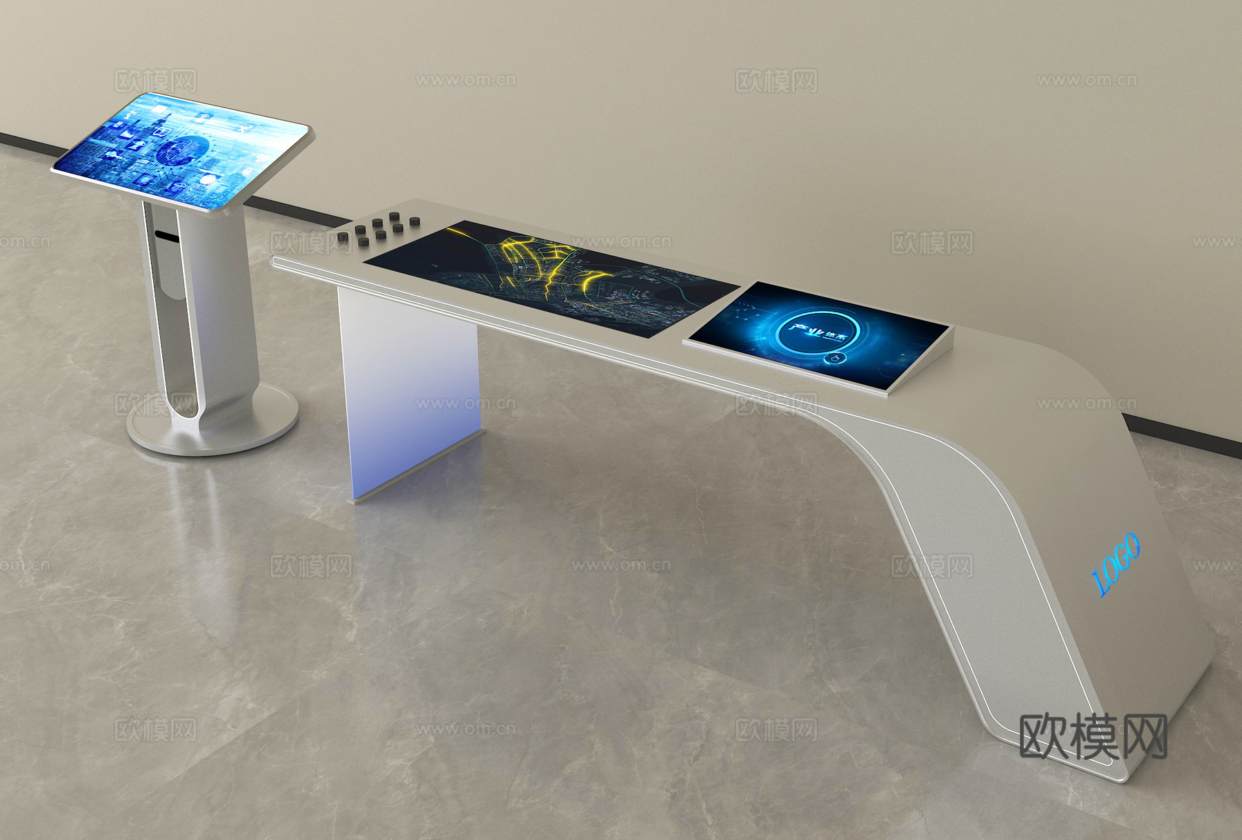 现代一体机 查询机 触控一体机su模型