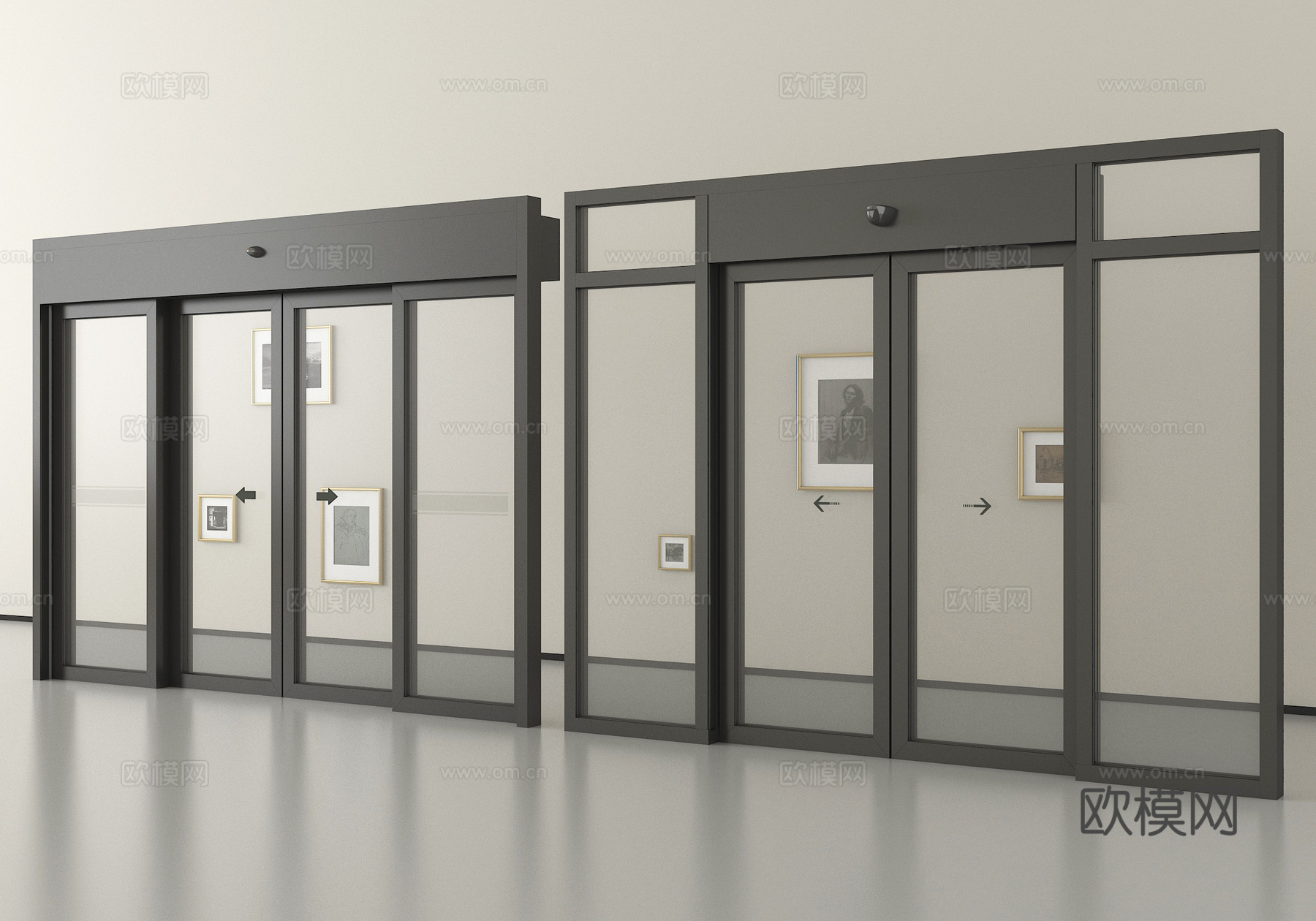 现代电动门 电动玻璃门 玻璃感应门 玻璃移门su模型