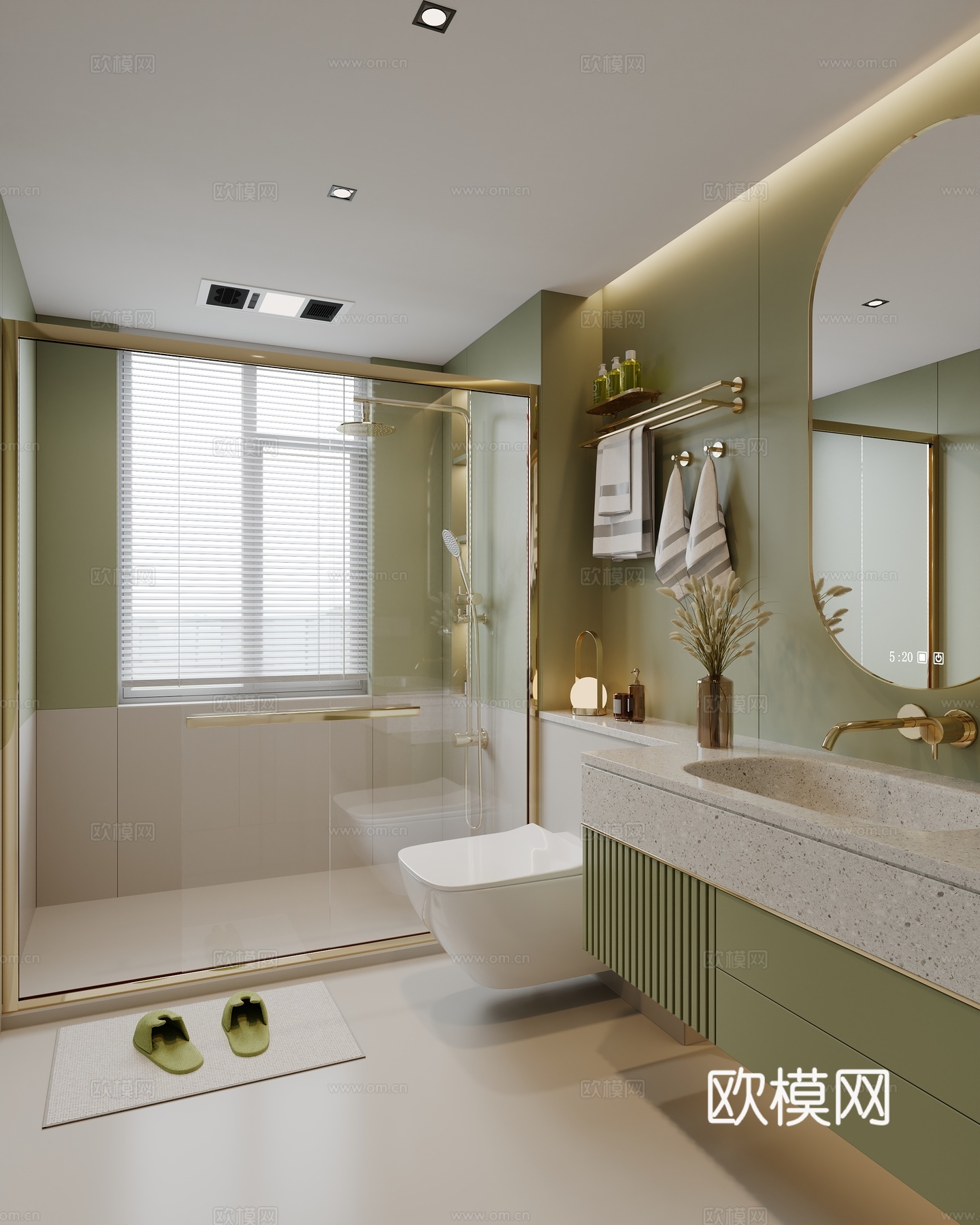 奶油风卫生间 马桶 洗手台 卫浴小件 花洒su模型