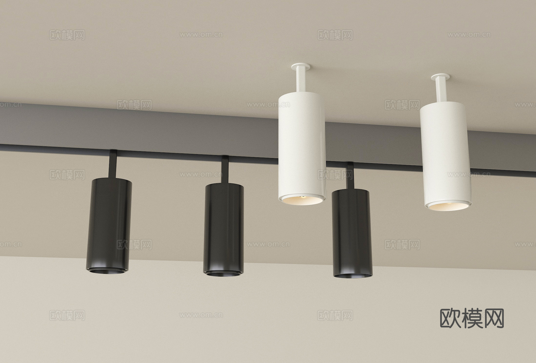 现代筒灯射灯 明装筒灯射灯su模型