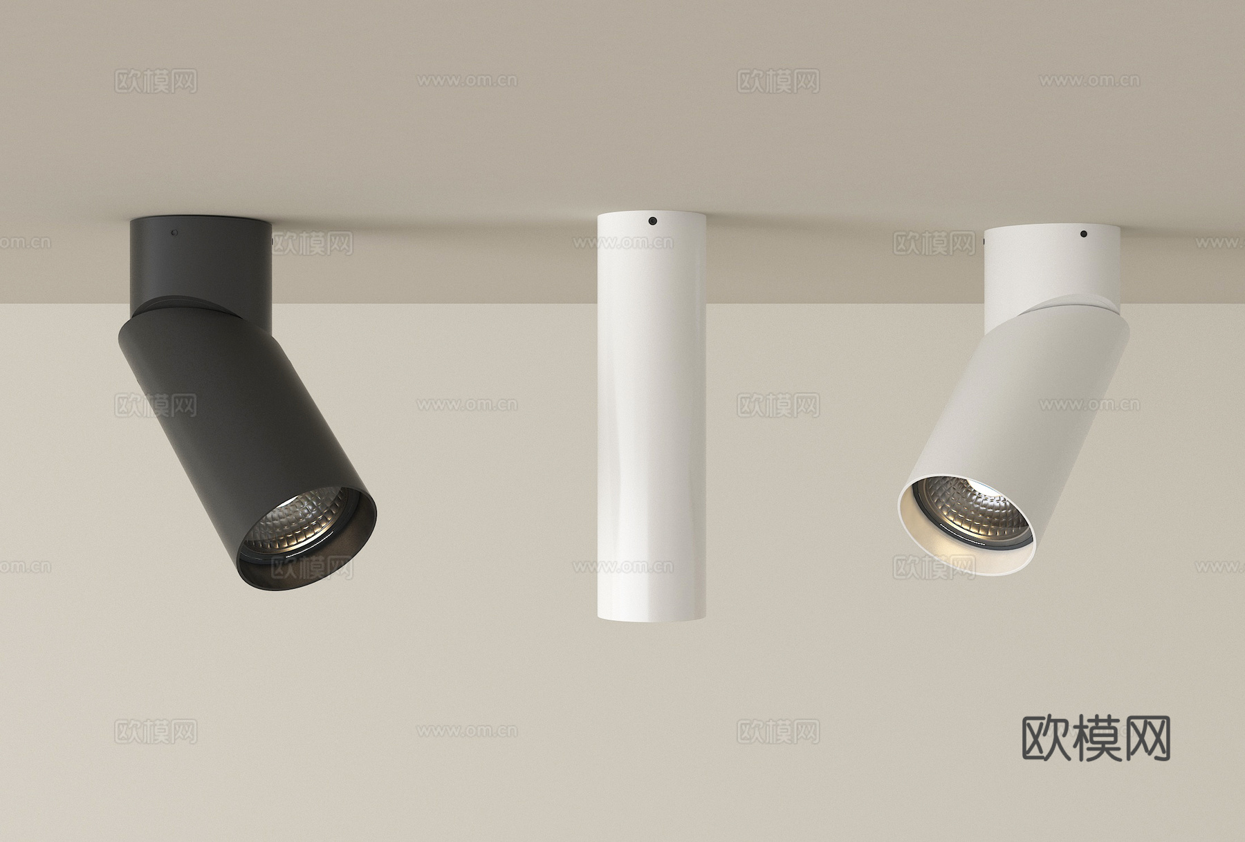 现代筒灯射灯 明装筒灯射灯 转向式su模型