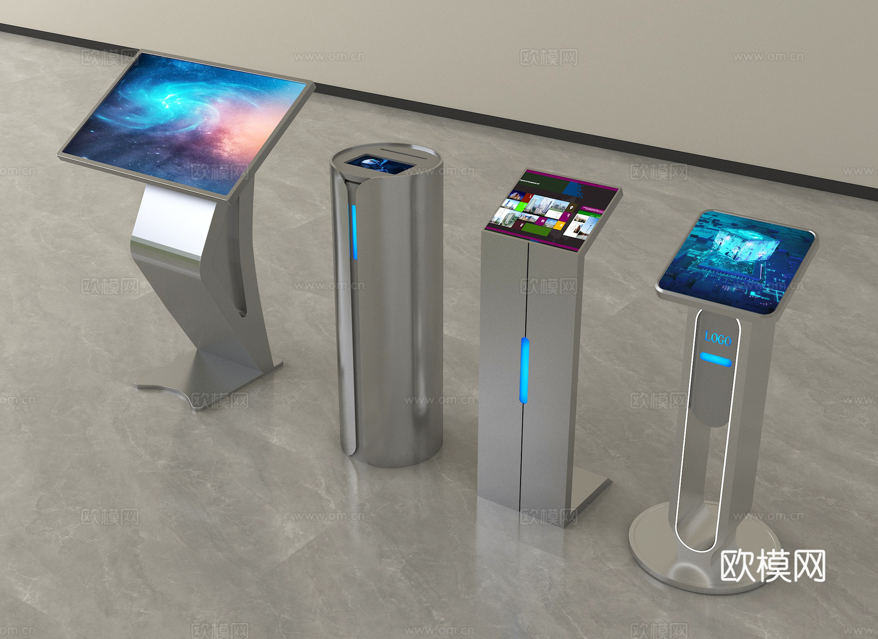 现代一体机 查询机 触控一体机su模型