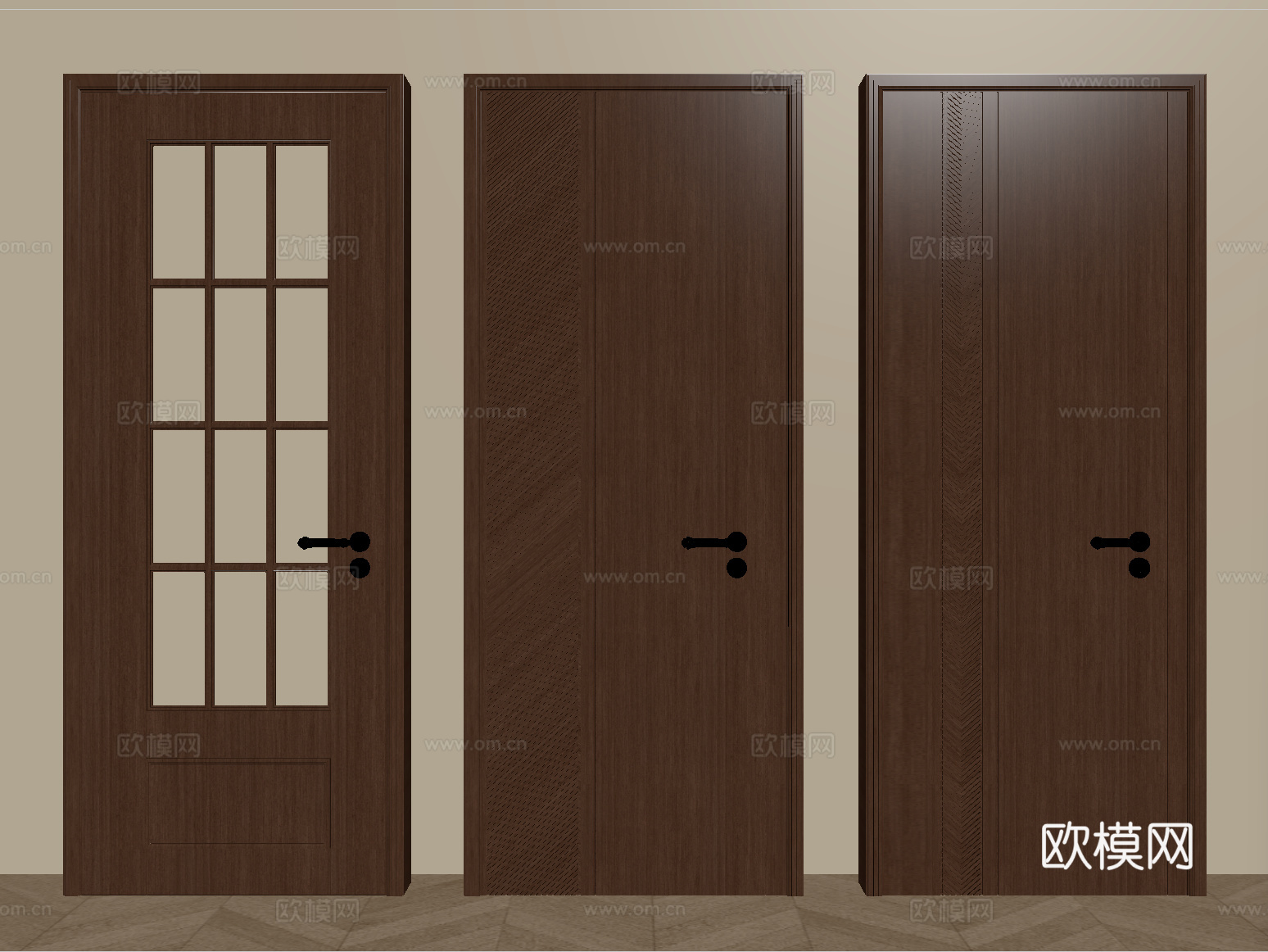 中古实木门 单开门 卧室门 玻璃门 厨卫门su模型