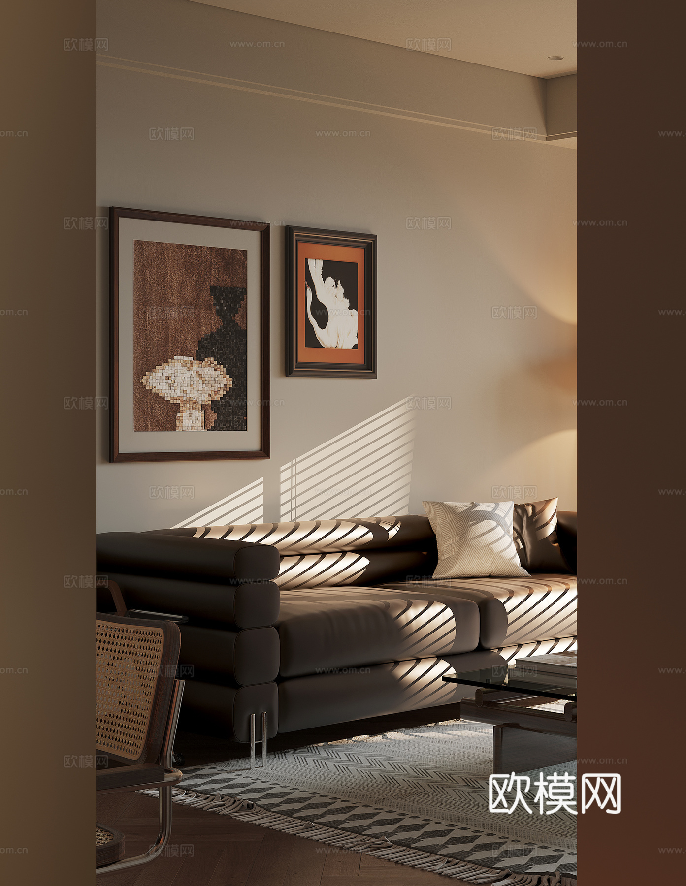 现代中古风挂画su模型