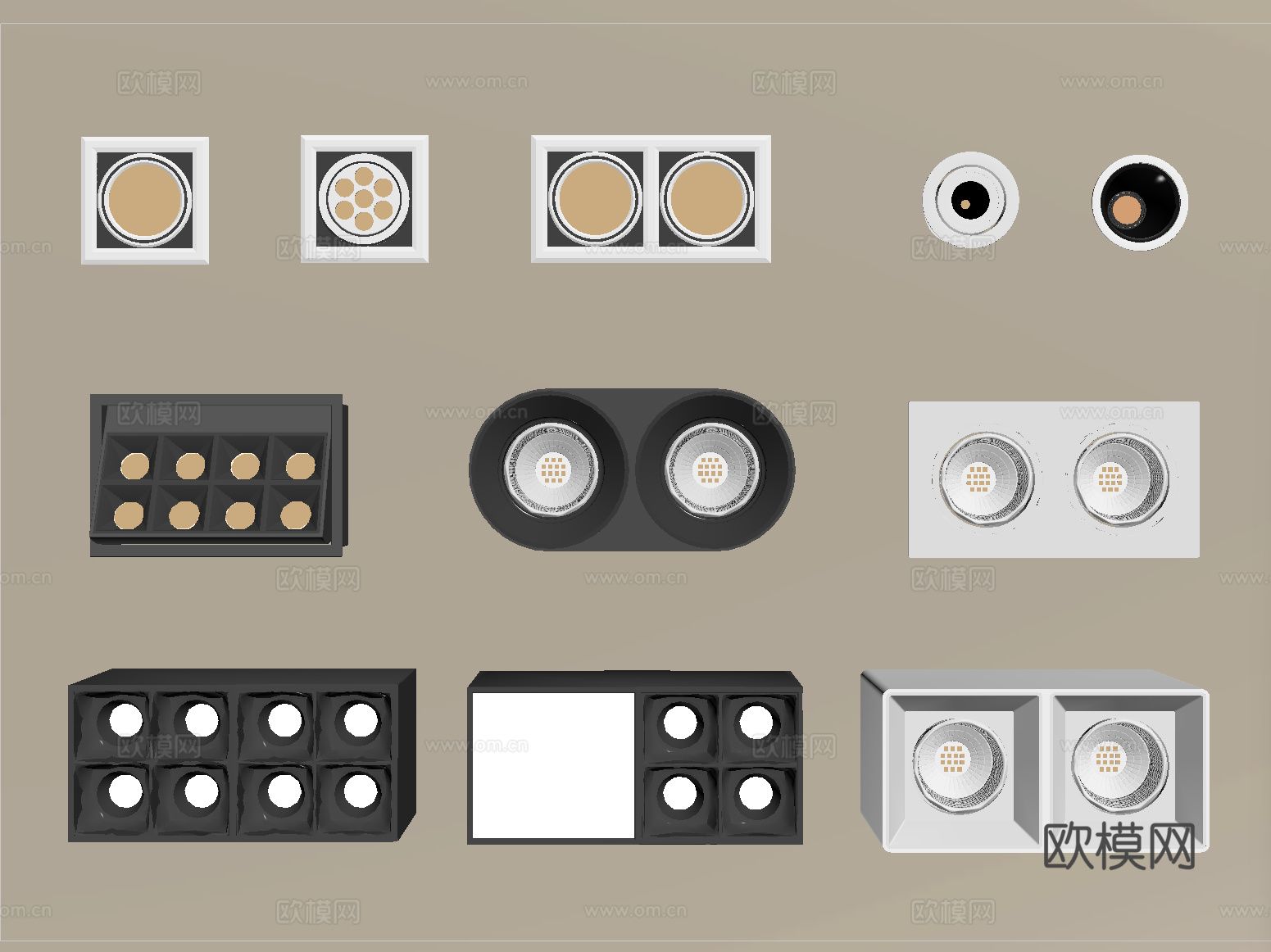 现代筒灯射灯 明装筒灯射灯su模型