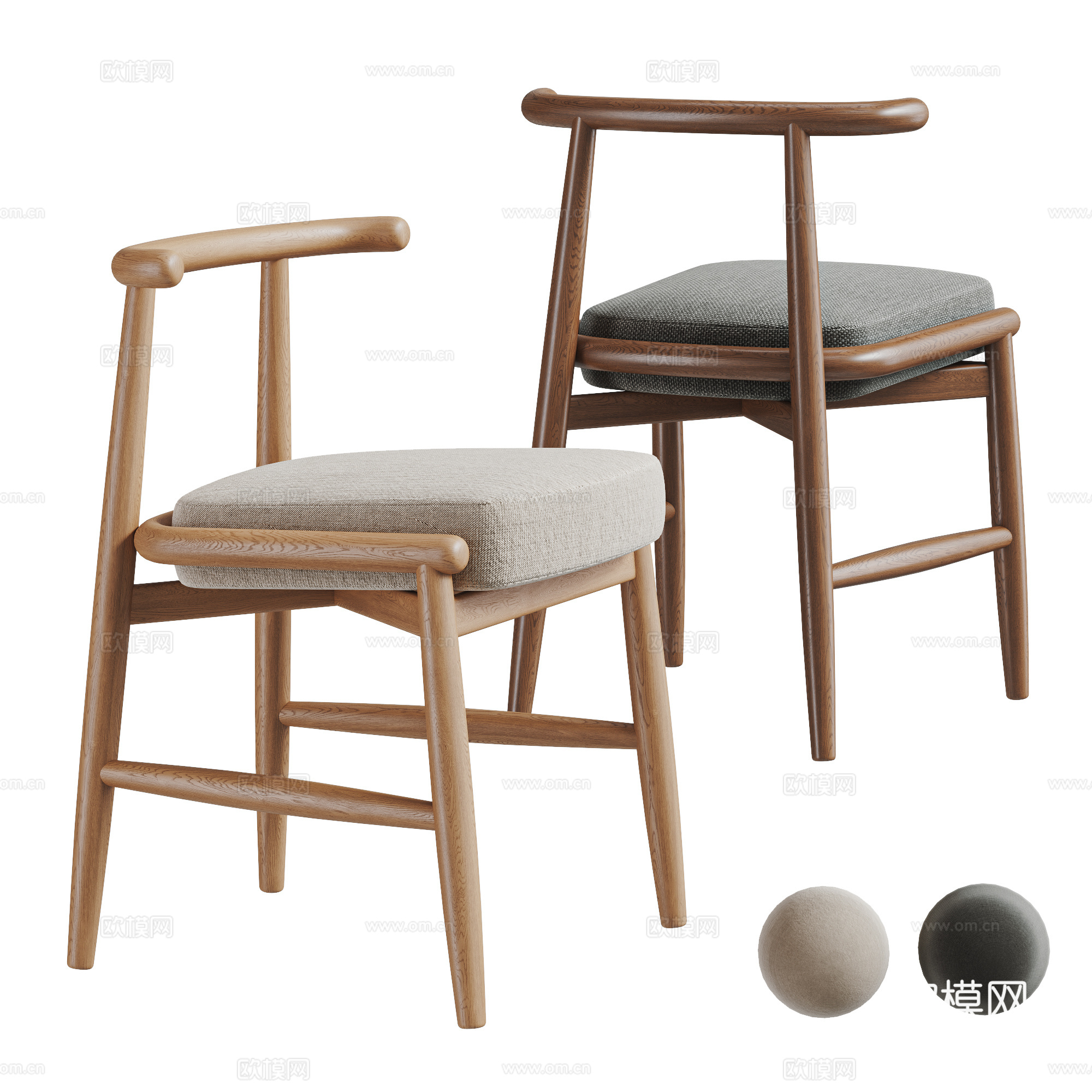 Meridiani 北欧中古实木餐椅组合 单椅 休闲椅su模型