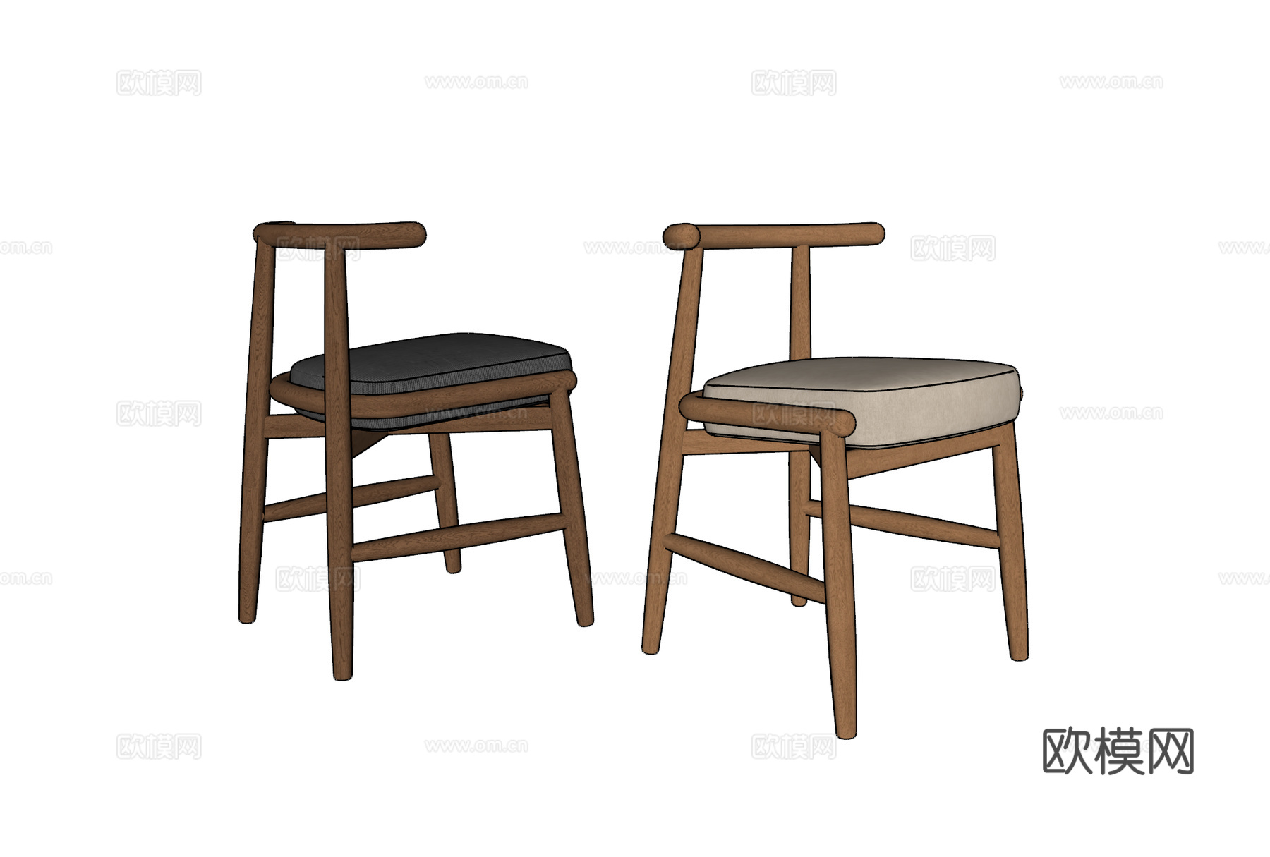 Meridiani 北欧中古实木餐椅组合 单椅 休闲椅su模型