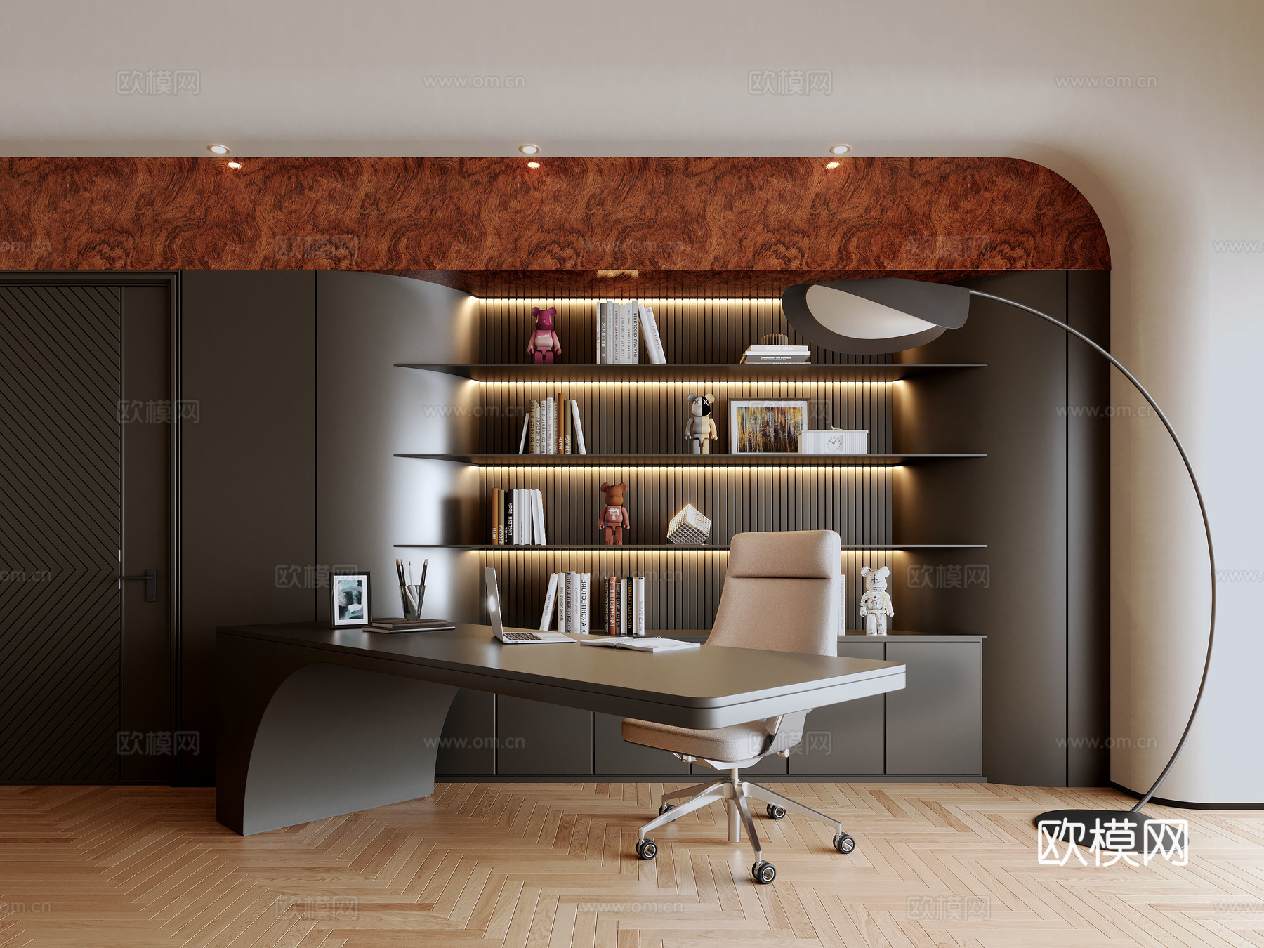 现代书房 书房 学习空间su模型