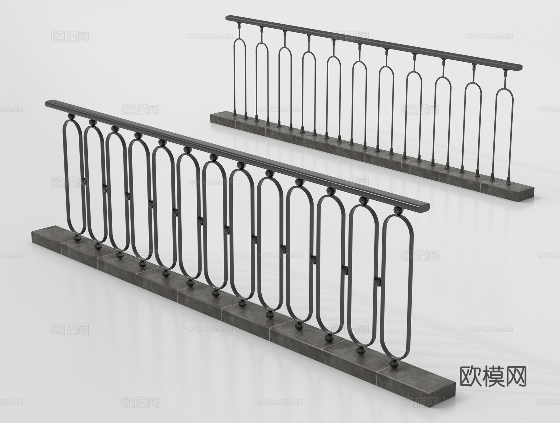 现代铁艺栏杆 护栏 围栏su模型