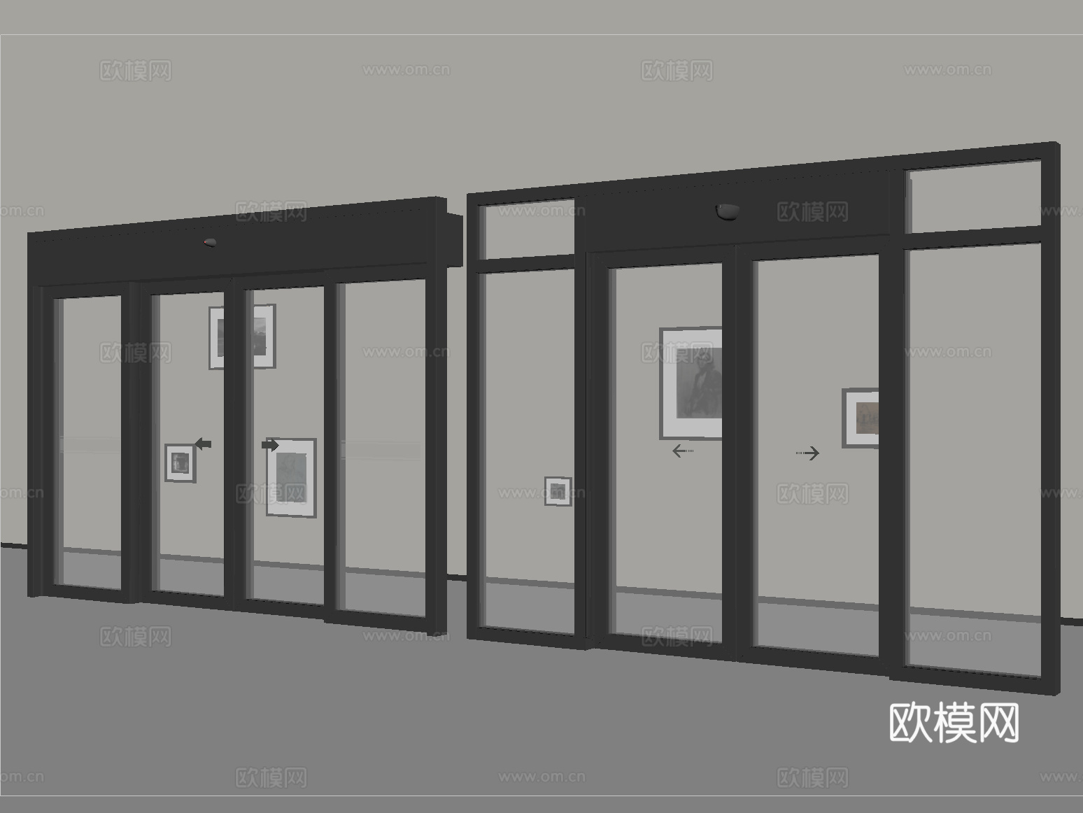 现代电动门 电动玻璃门 玻璃感应门 玻璃移门su模型