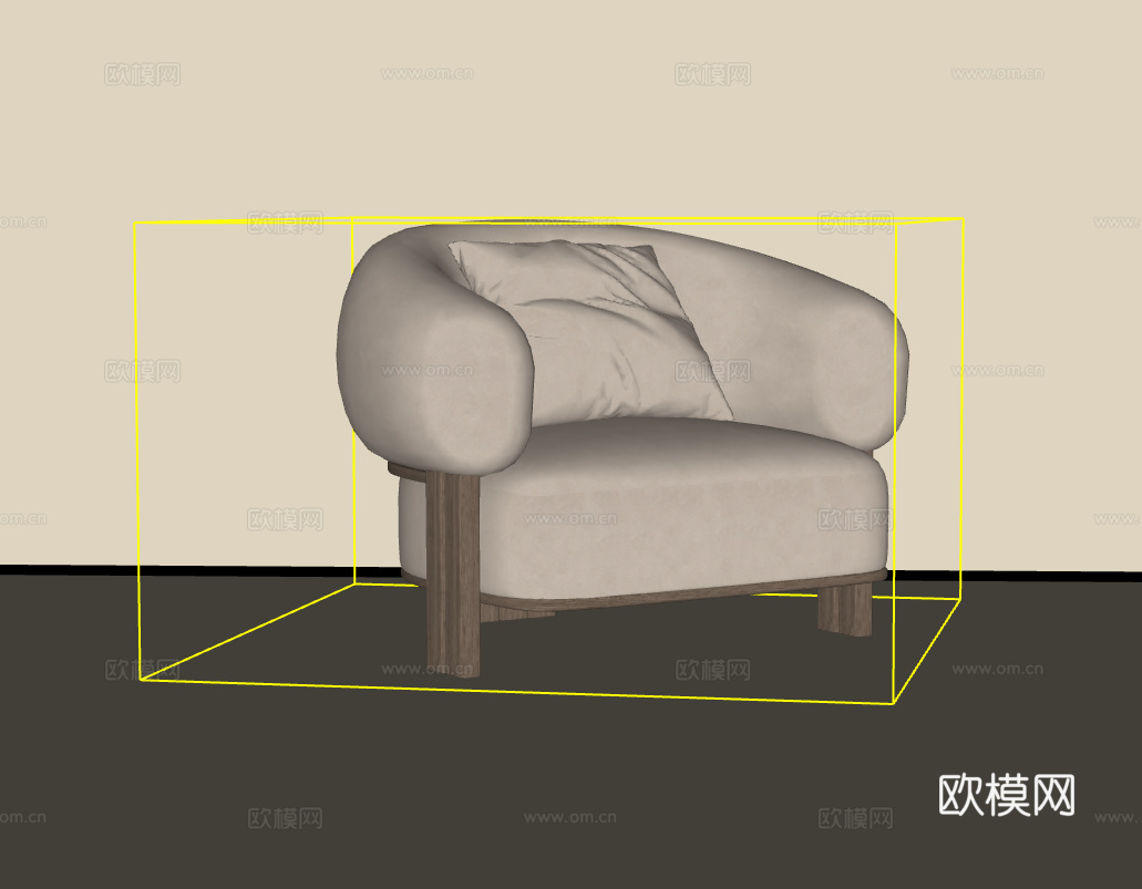 单人沙发su模型下载（渲染图2）