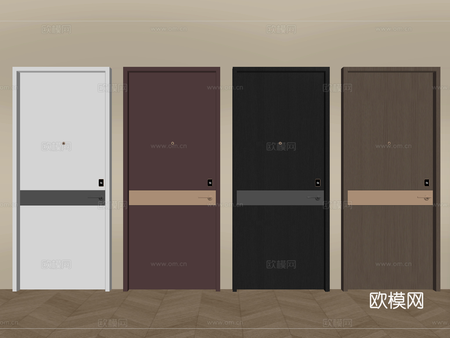 现代单开门 平开门 卧室门 木门su模型