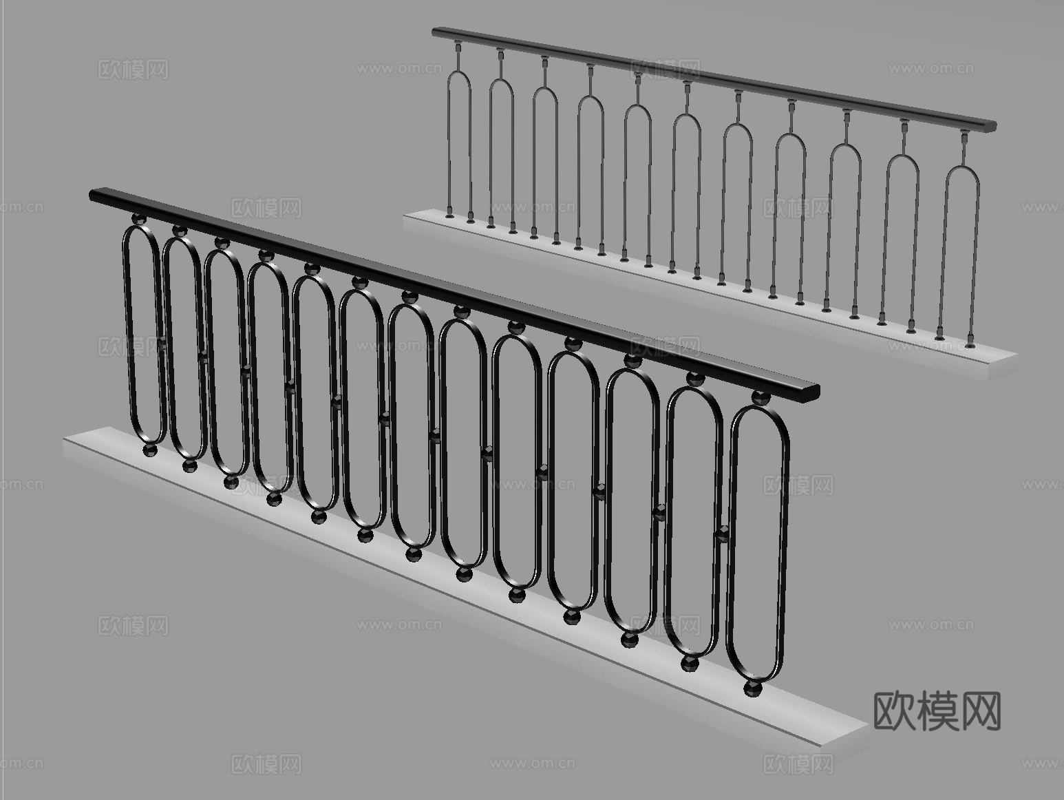 现代铁艺栏杆 护栏 围栏su模型