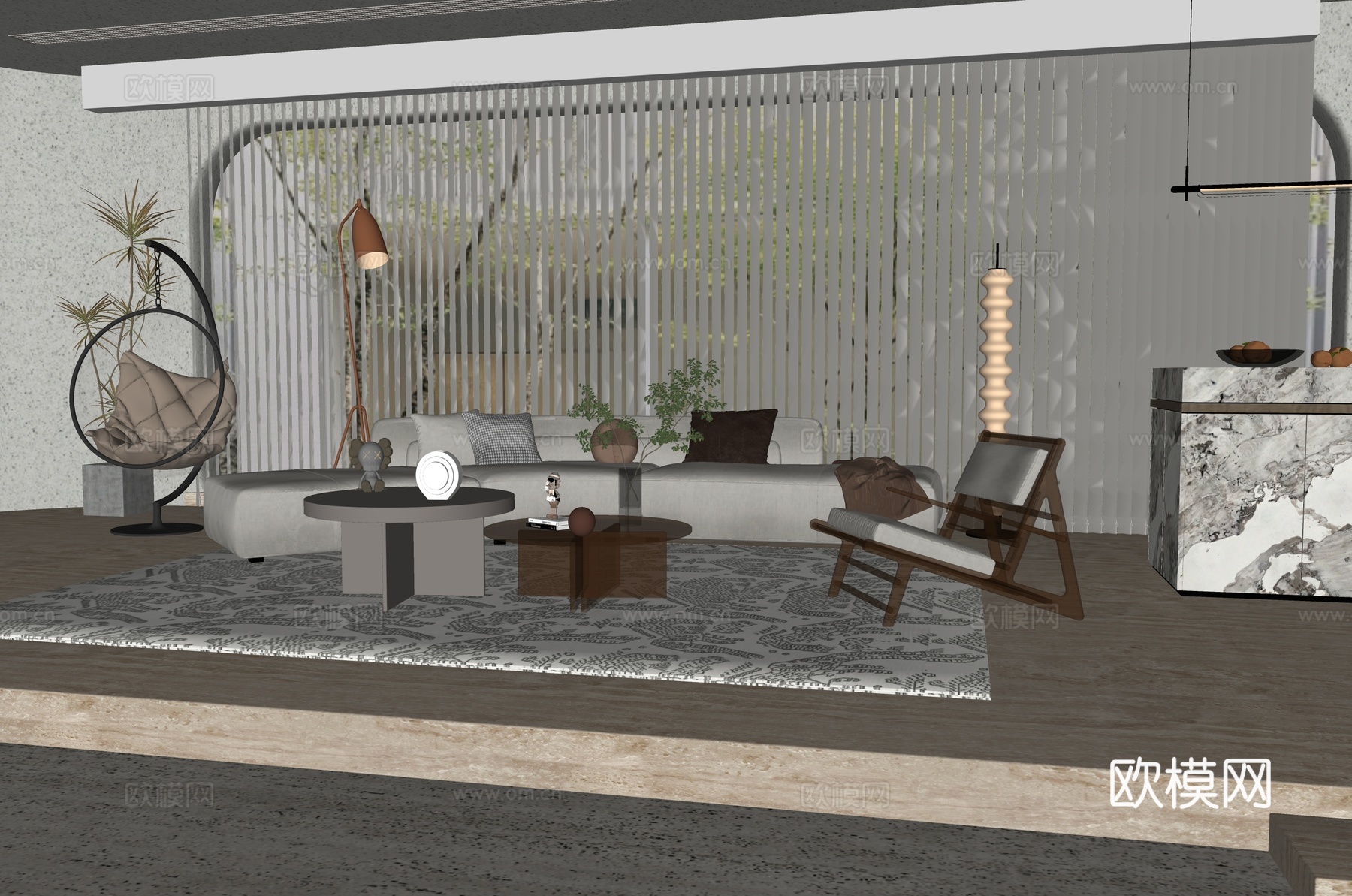 现代客厅su模型